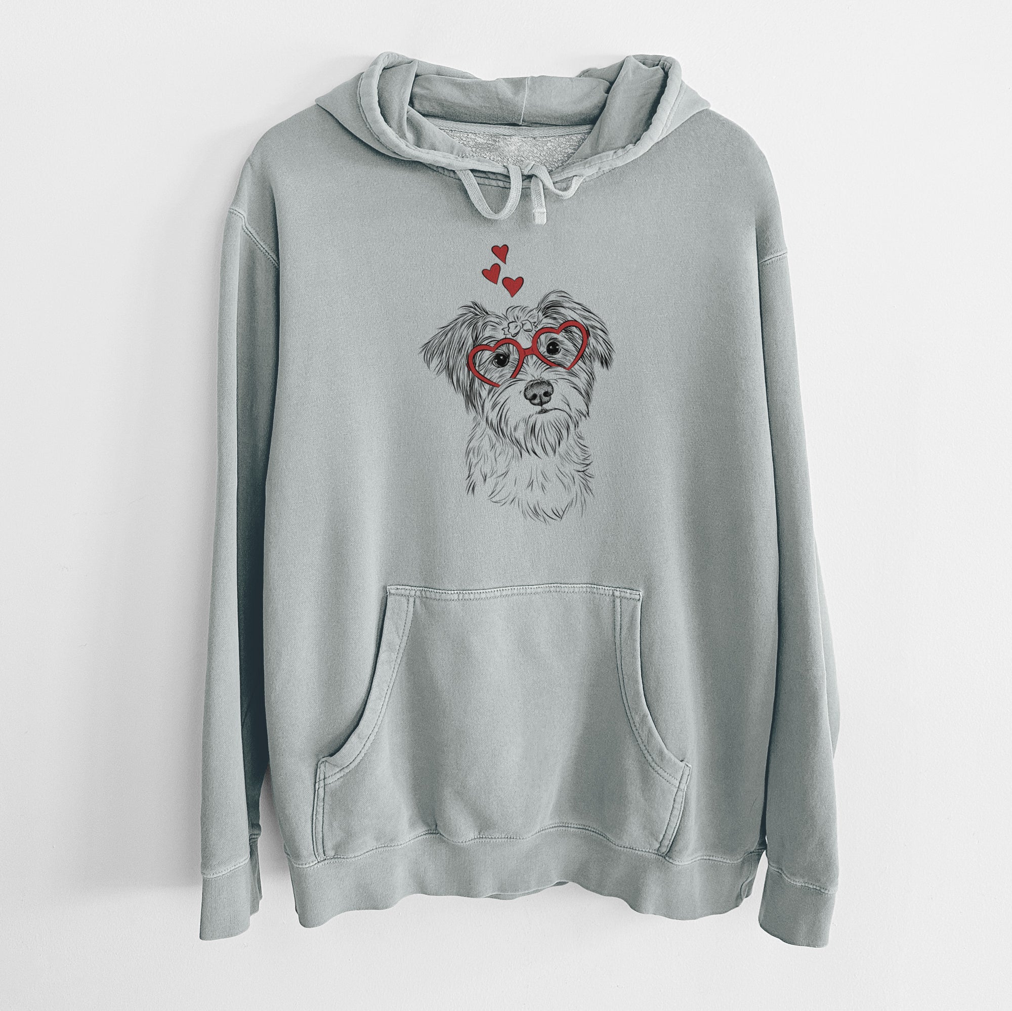 Valentine Birdee the Schnauzer Mix - Unisex Pigment Dyed Hoodie