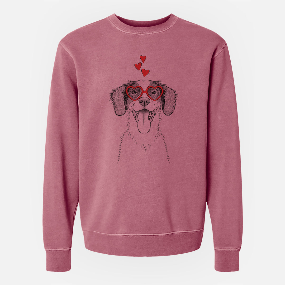 Valentine Birdie the Brittany - Unisex Pigment Dyed Crew Sweatshirt