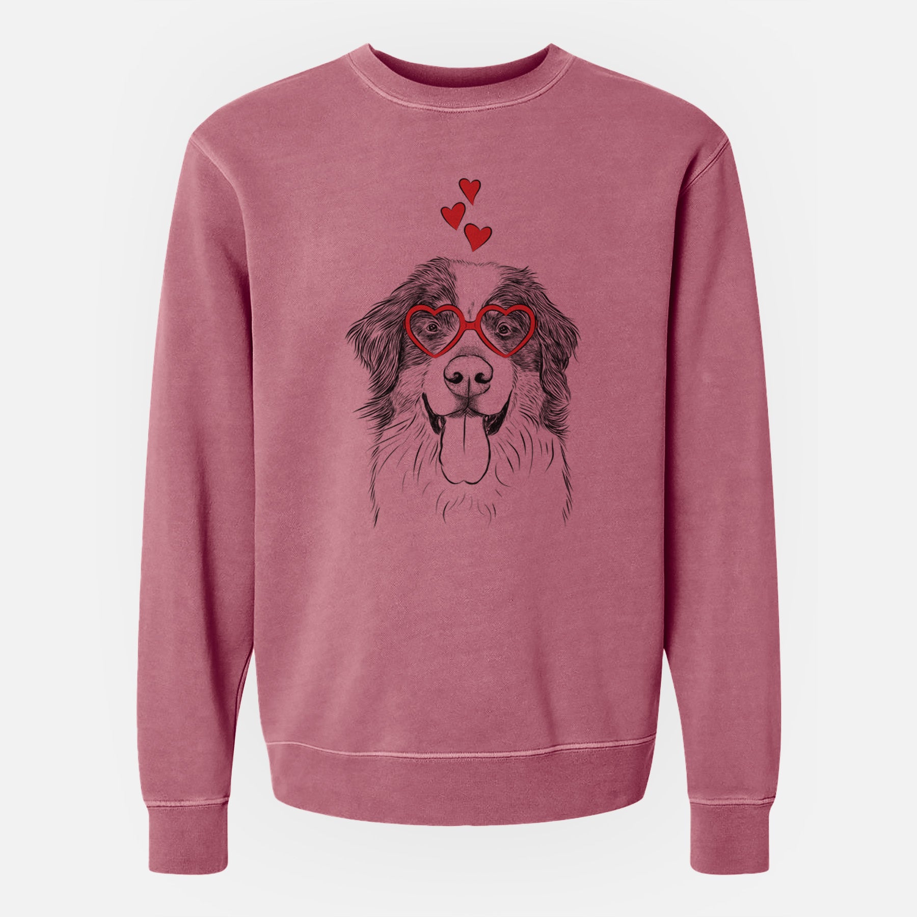 Valentine Blaze the Bernese Mountain Dog - Unisex Pigment Dyed Crew Sweatshirt