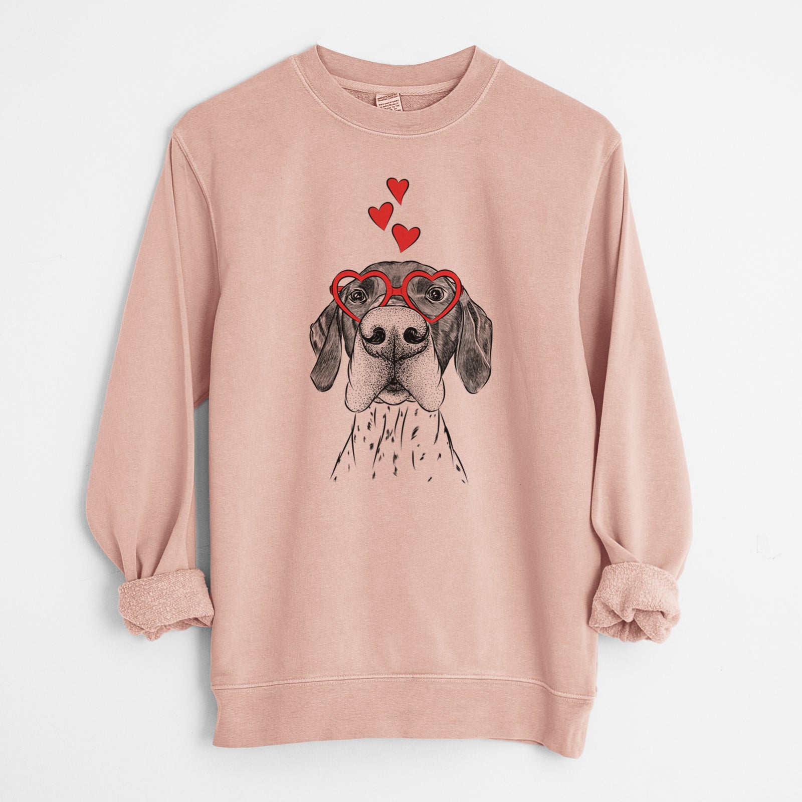 Valentine Booze the German Shorthaired Pointer - Unisex Pigment Dyed Crew Sweatshirt