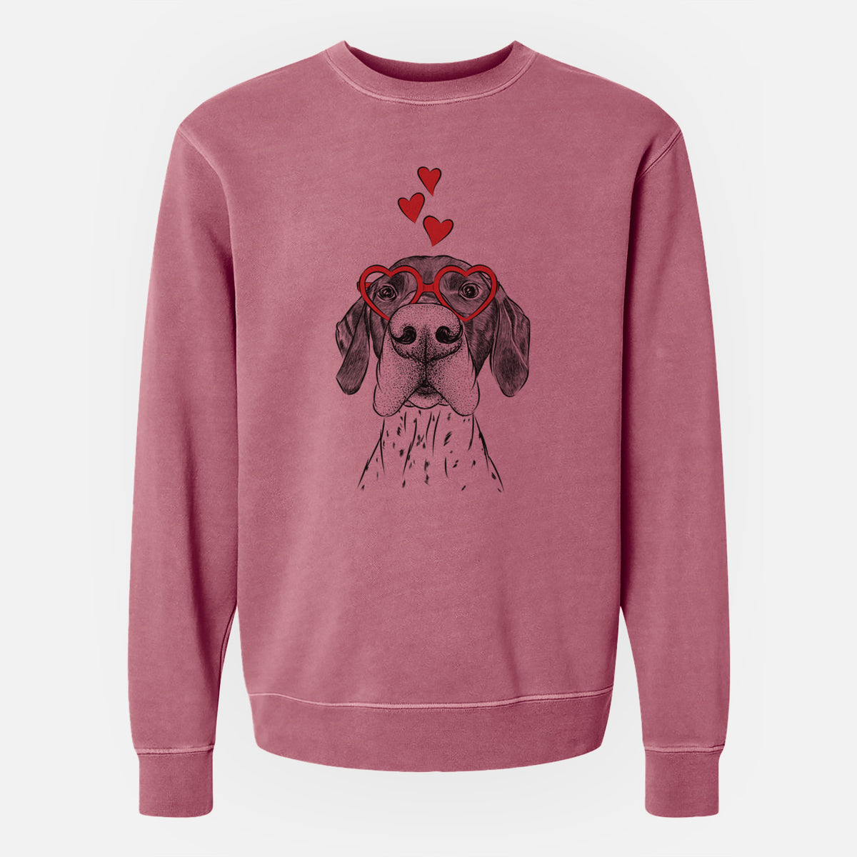 Valentine Booze the German Shorthaired Pointer - Unisex Pigment Dyed Crew Sweatshirt