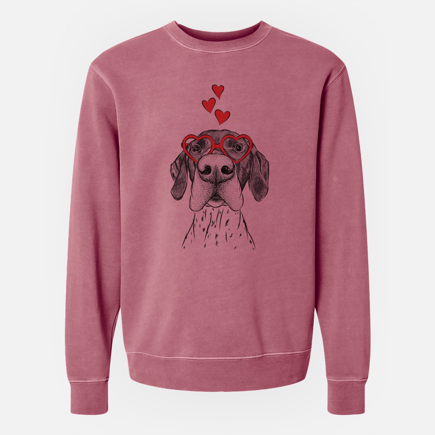 Valentine Booze the German Shorthaired Pointer - Unisex Pigment Dyed Crew Sweatshirt