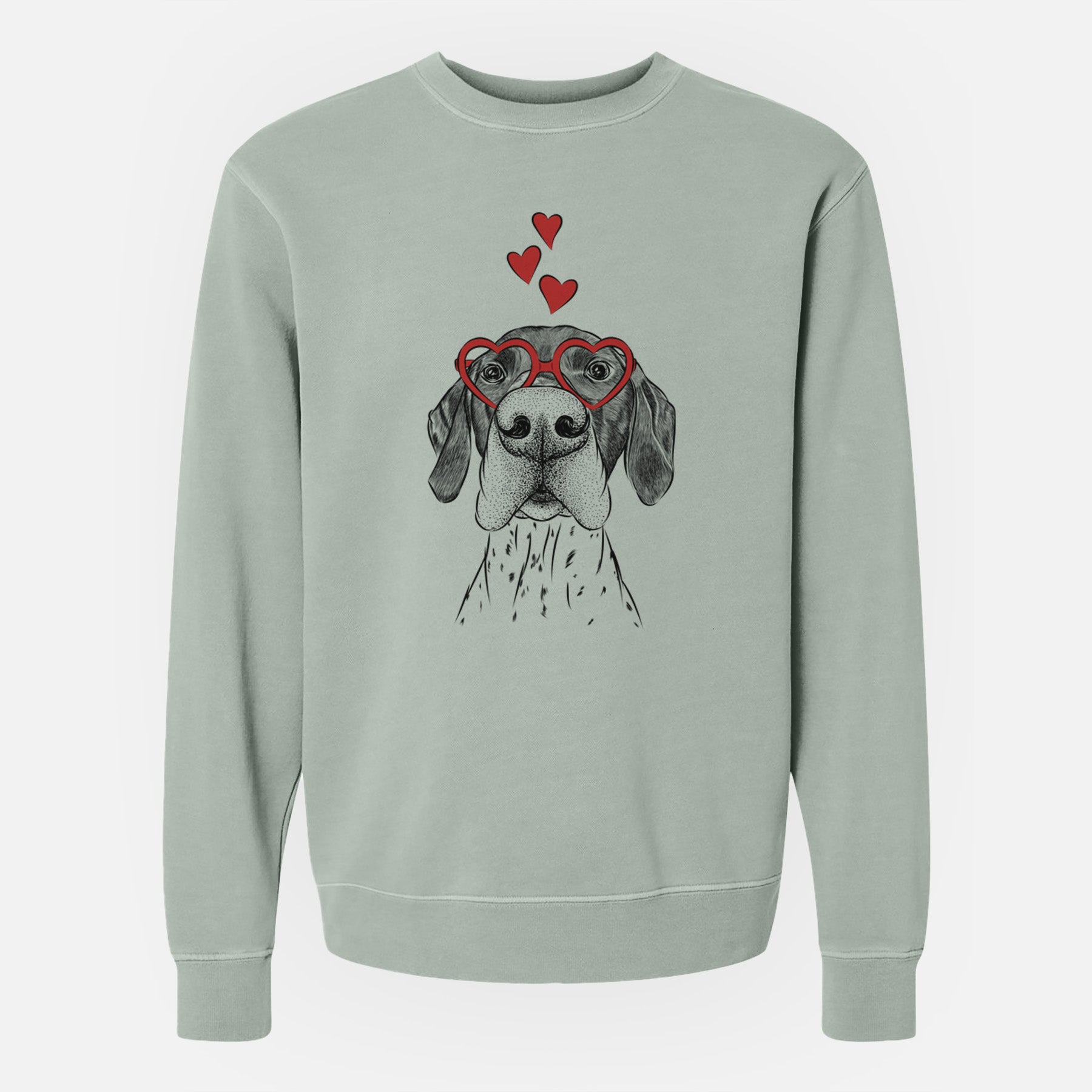 Valentine Booze the German Shorthaired Pointer - Unisex Pigment Dyed Crew Sweatshirt