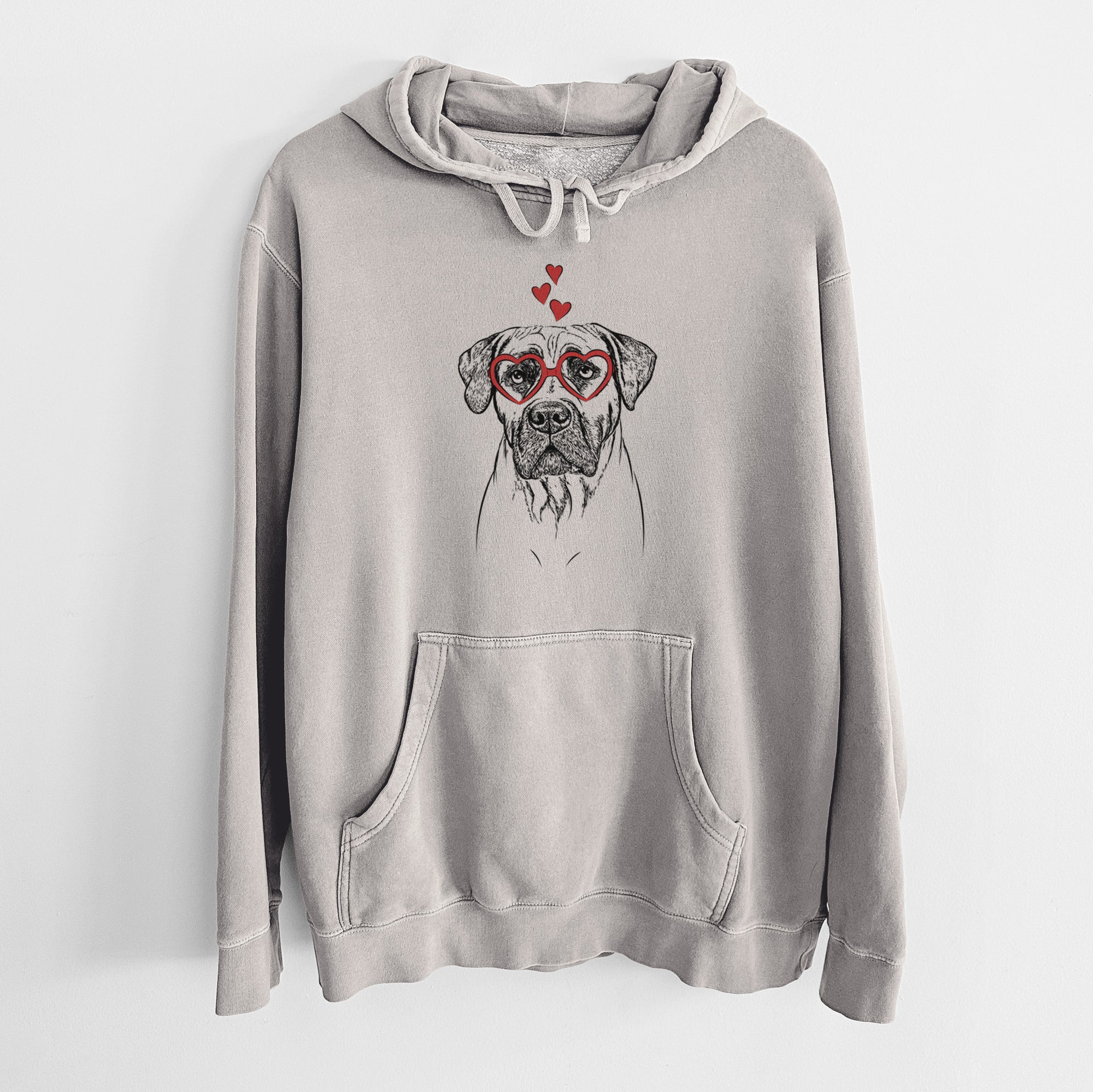 Valentine Boris the Boerboel - Unisex Pigment Dyed Hoodie