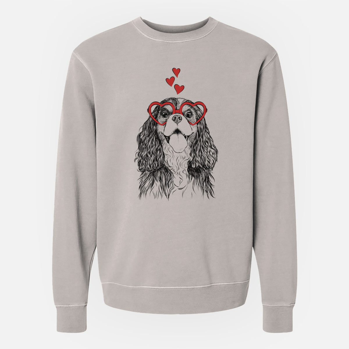 Valentine Brandy the Cavalier King Charles Spaniel - Unisex Pigment Dyed Crew Sweatshirt