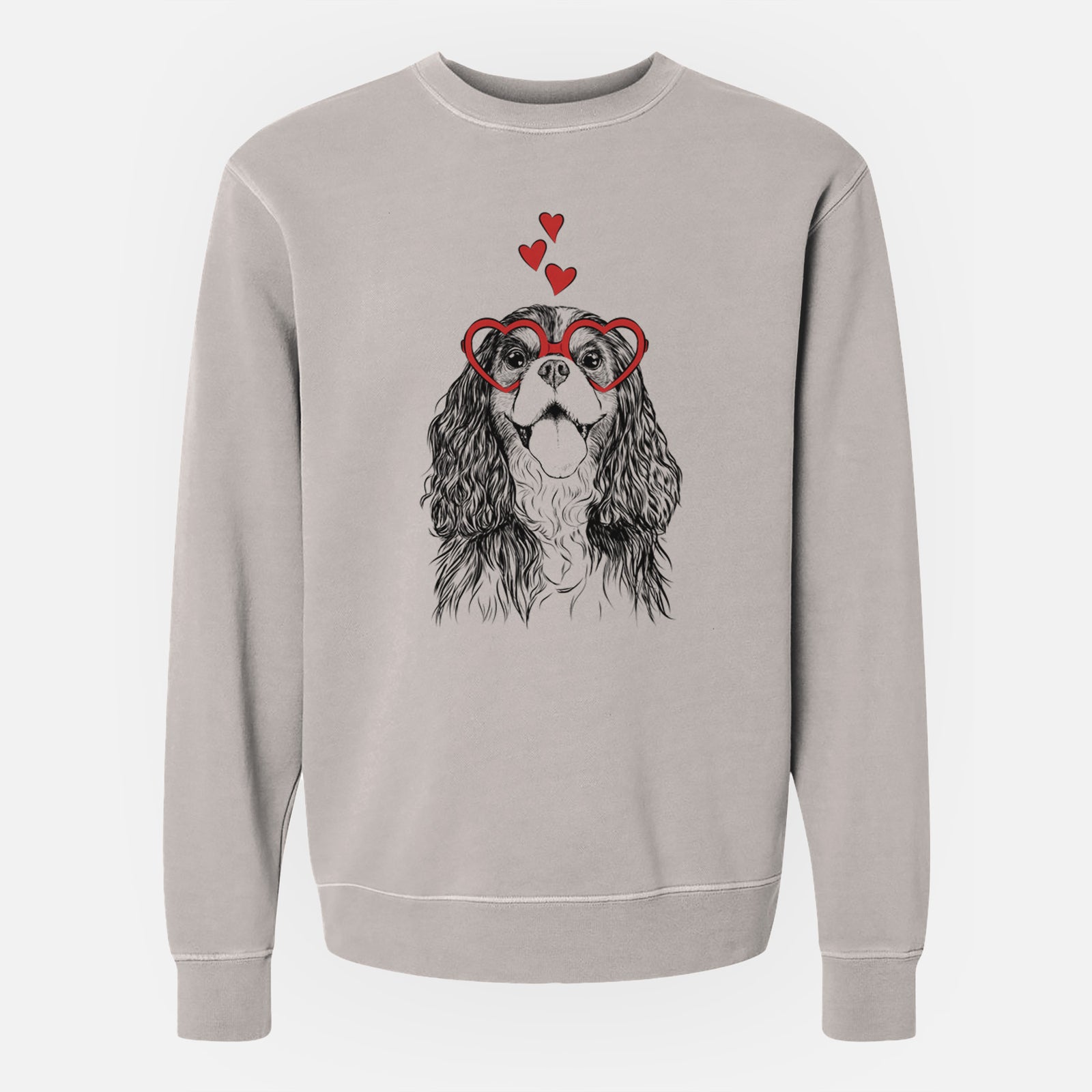 Valentine Brandy the Cavalier King Charles Spaniel - Unisex Pigment Dyed Crew Sweatshirt