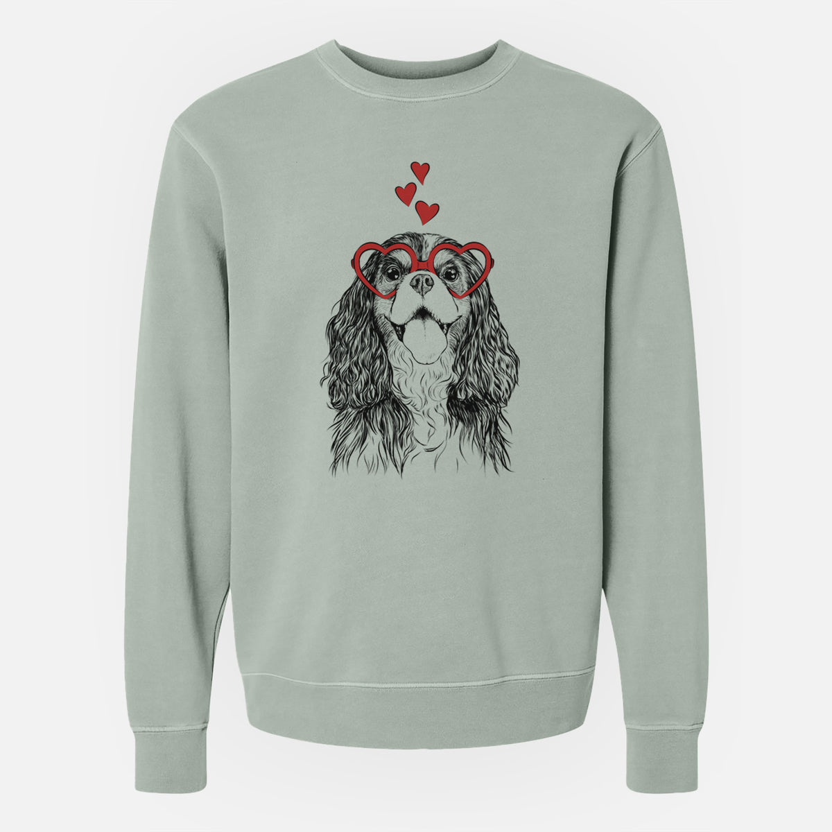 Valentine Brandy the Cavalier King Charles Spaniel - Unisex Pigment Dyed Crew Sweatshirt
