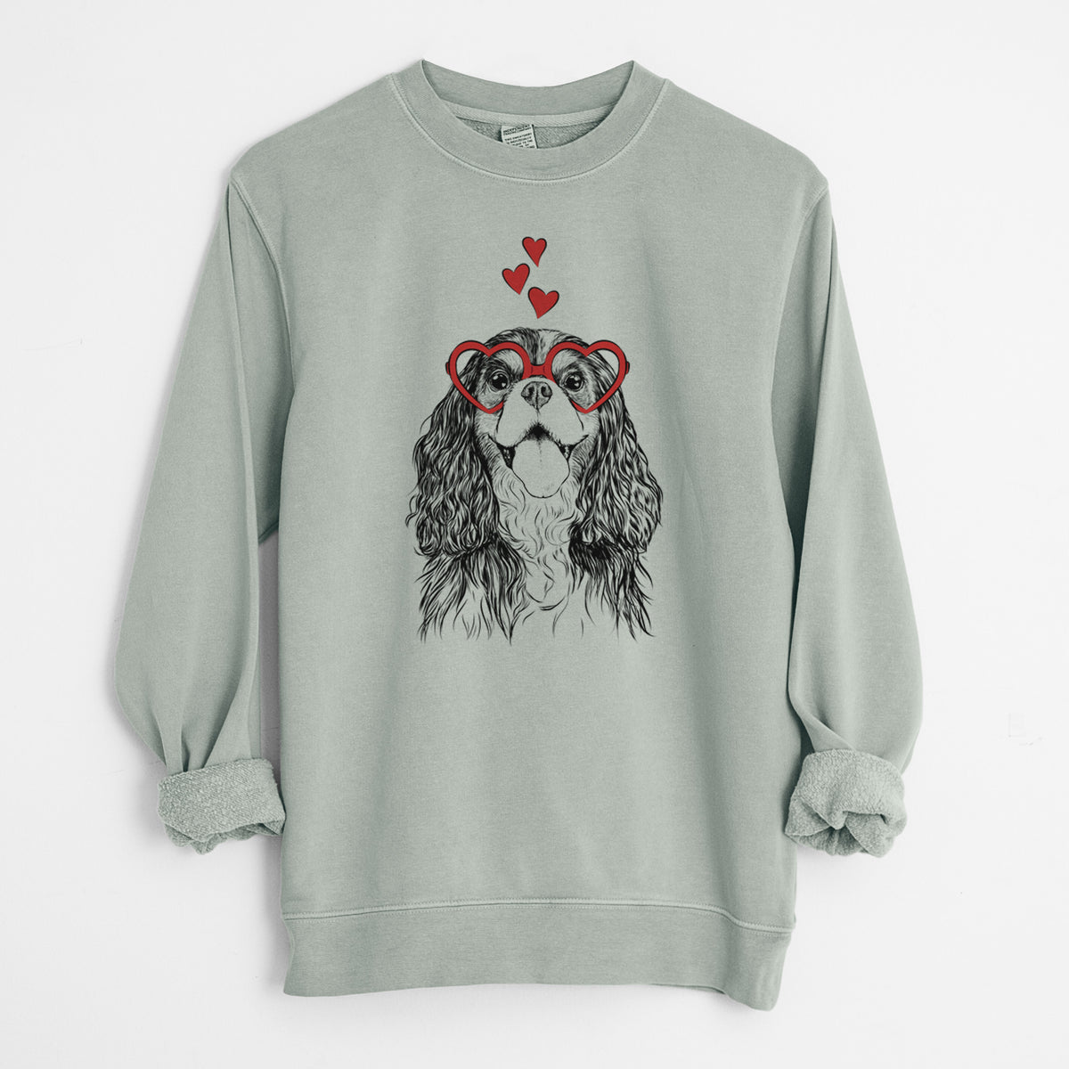 Valentine Brandy the Cavalier King Charles Spaniel - Unisex Pigment Dyed Crew Sweatshirt