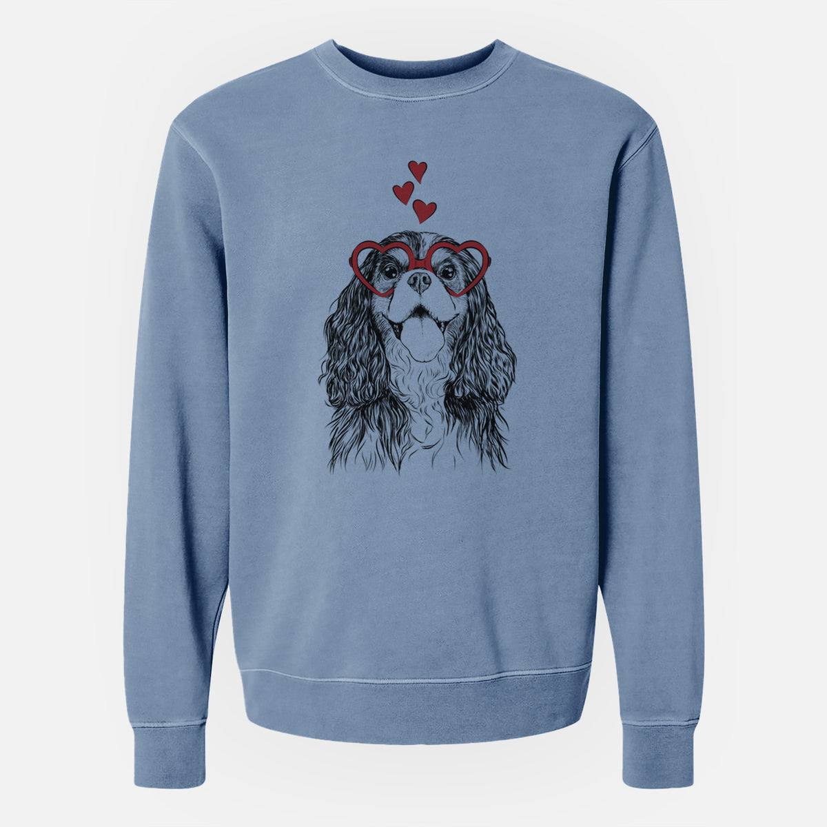 Valentine Brandy the Cavalier King Charles Spaniel - Unisex Pigment Dyed Crew Sweatshirt