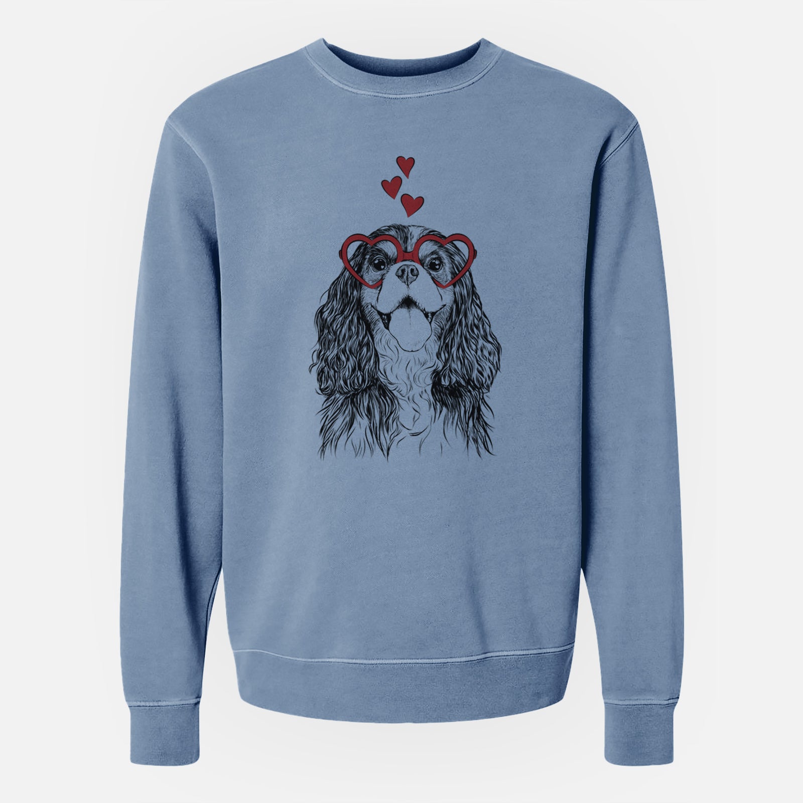 Valentine Brandy the Cavalier King Charles Spaniel - Unisex Pigment Dyed Crew Sweatshirt
