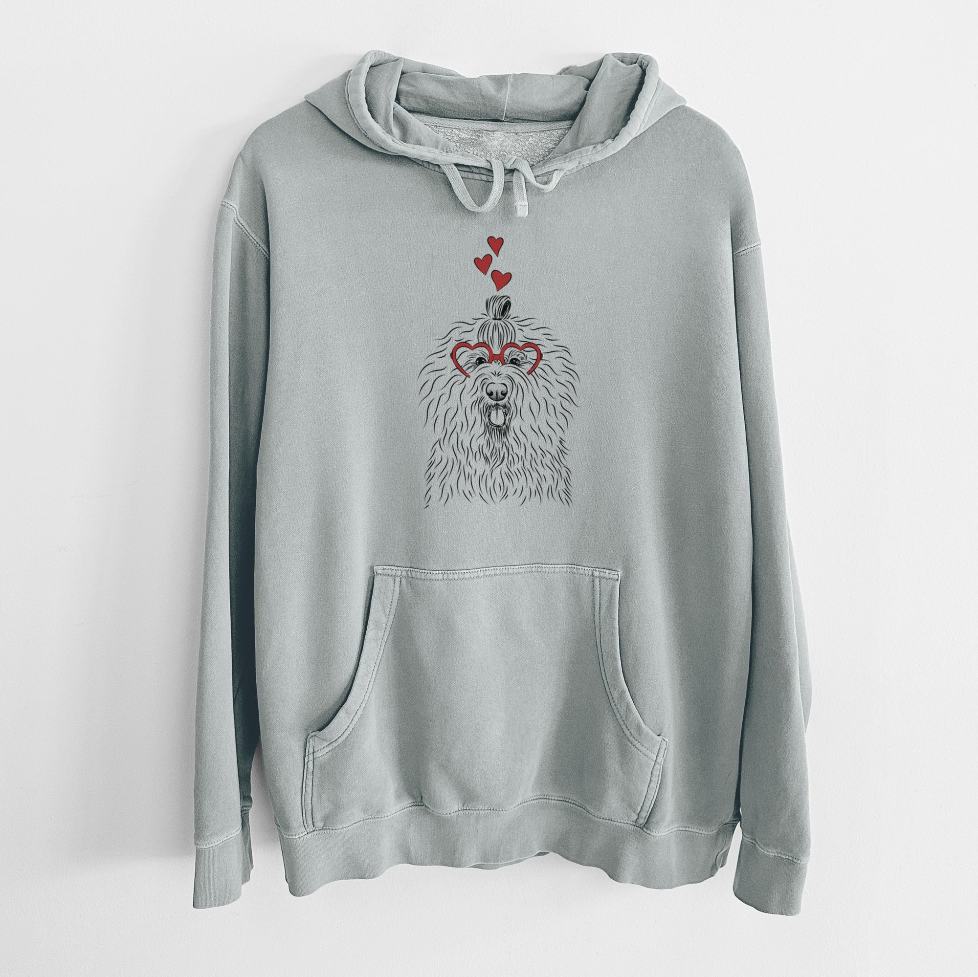 Valentine Brody the Old English Sheepdog - Unisex Pigment Dyed Hoodie