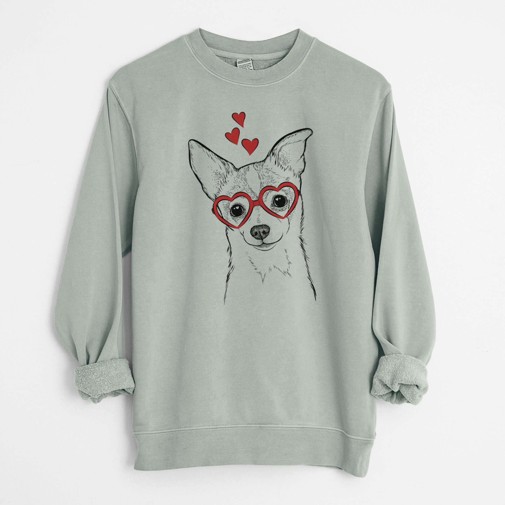 Valentine Buggy the Chihuahua - Unisex Pigment Dyed Crew Sweatshirt