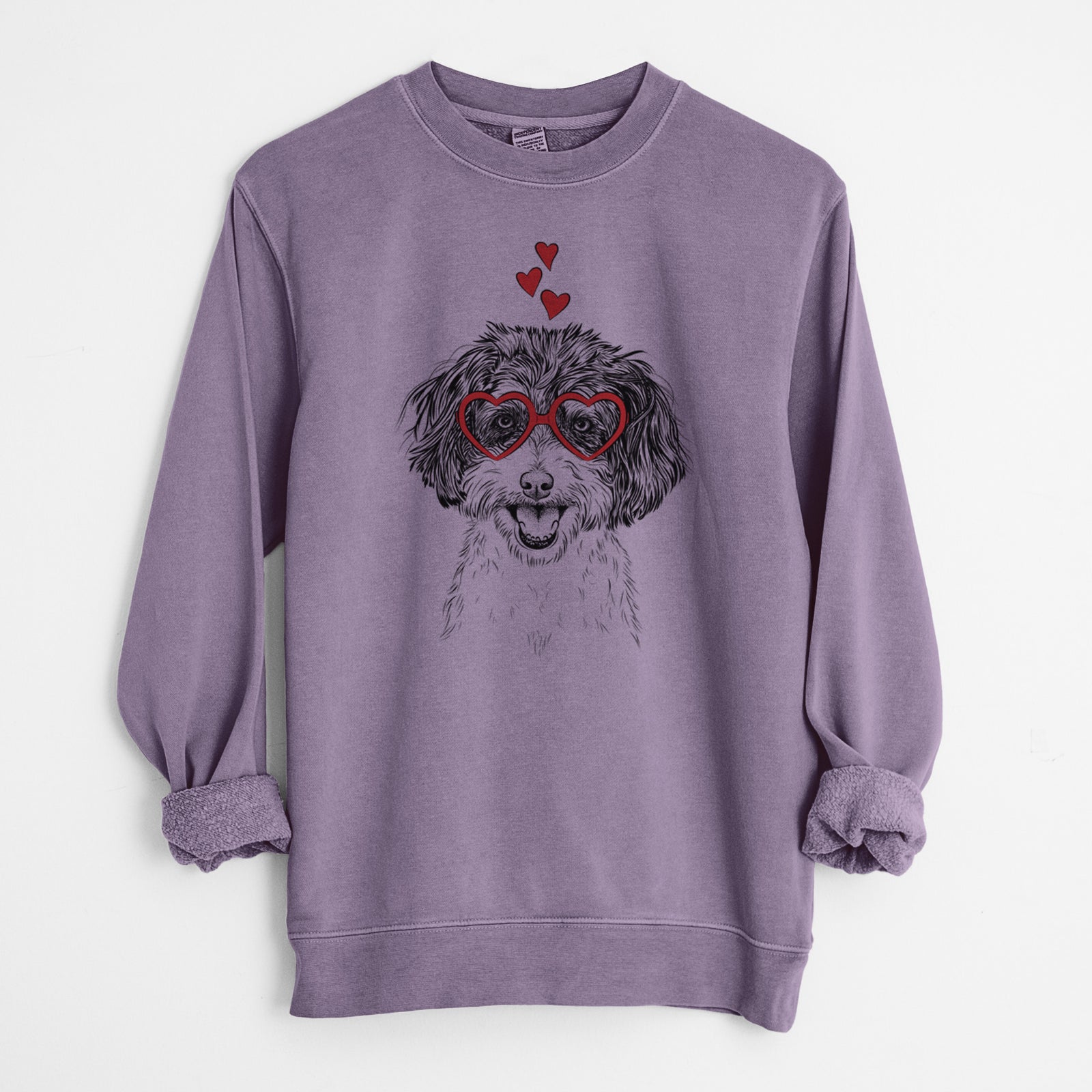 Valentine Carlos the Cavapoo - Unisex Pigment Dyed Crew Sweatshirt