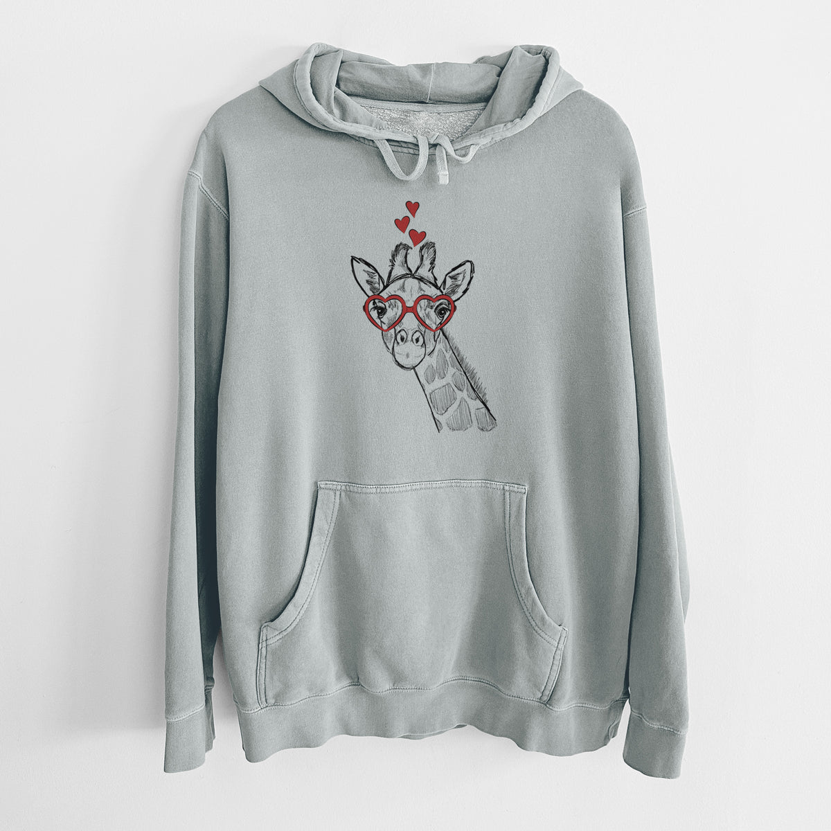 Valentine Cedrick the Giraffe - Unisex Pigment Dyed Hoodie