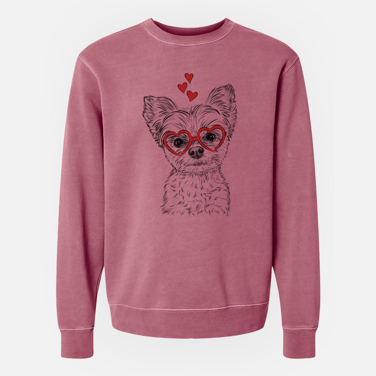 Valentine Chance the Yapper the Yorkshire Terrier - Unisex Pigment Dyed Crew Sweatshirt