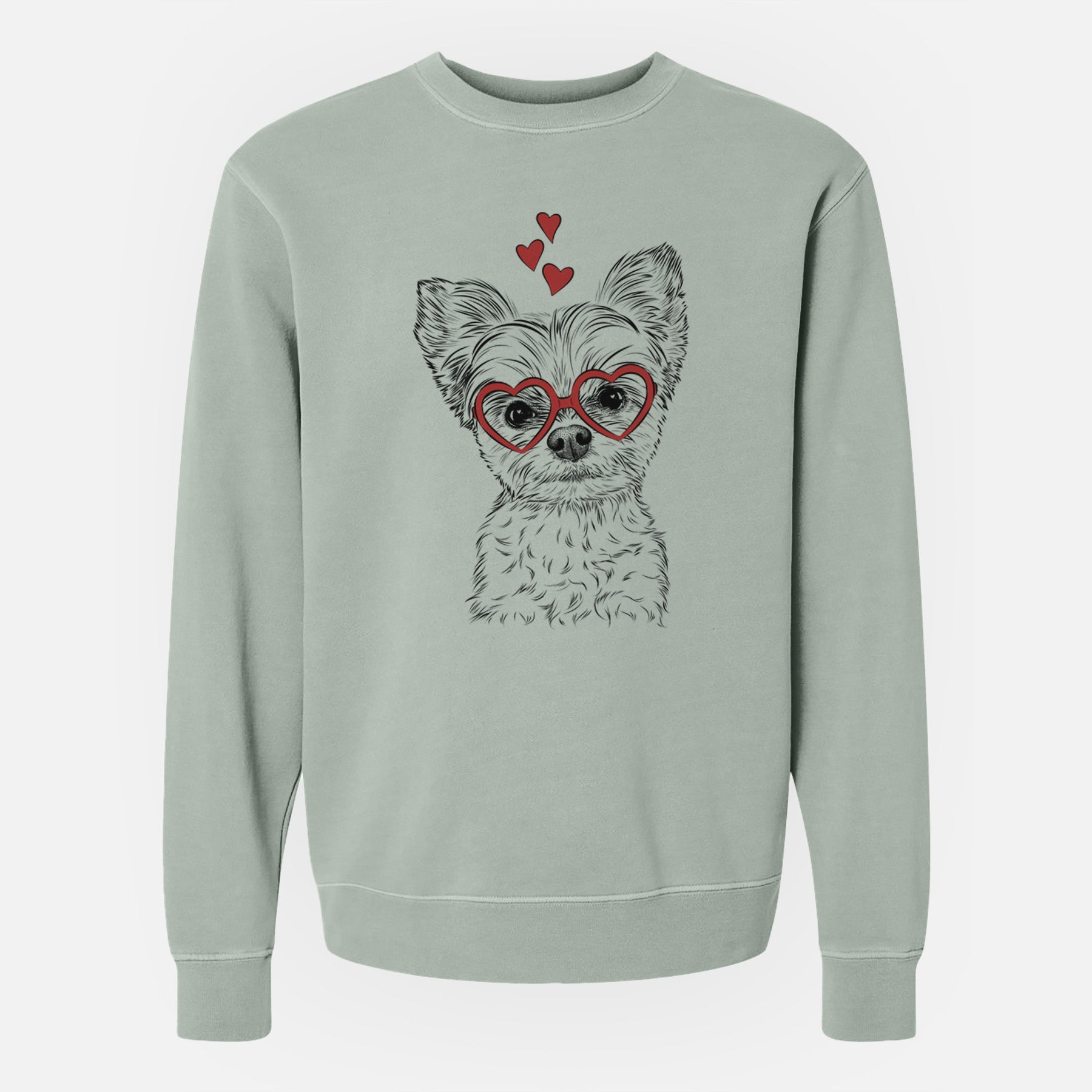 Valentine Chance the Yapper the Yorkshire Terrier - Unisex Pigment Dyed Crew Sweatshirt