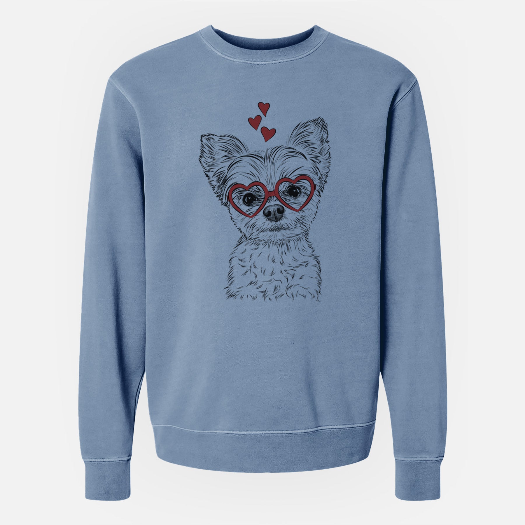 Valentine Chance the Yapper the Yorkshire Terrier - Unisex Pigment Dyed Crew Sweatshirt