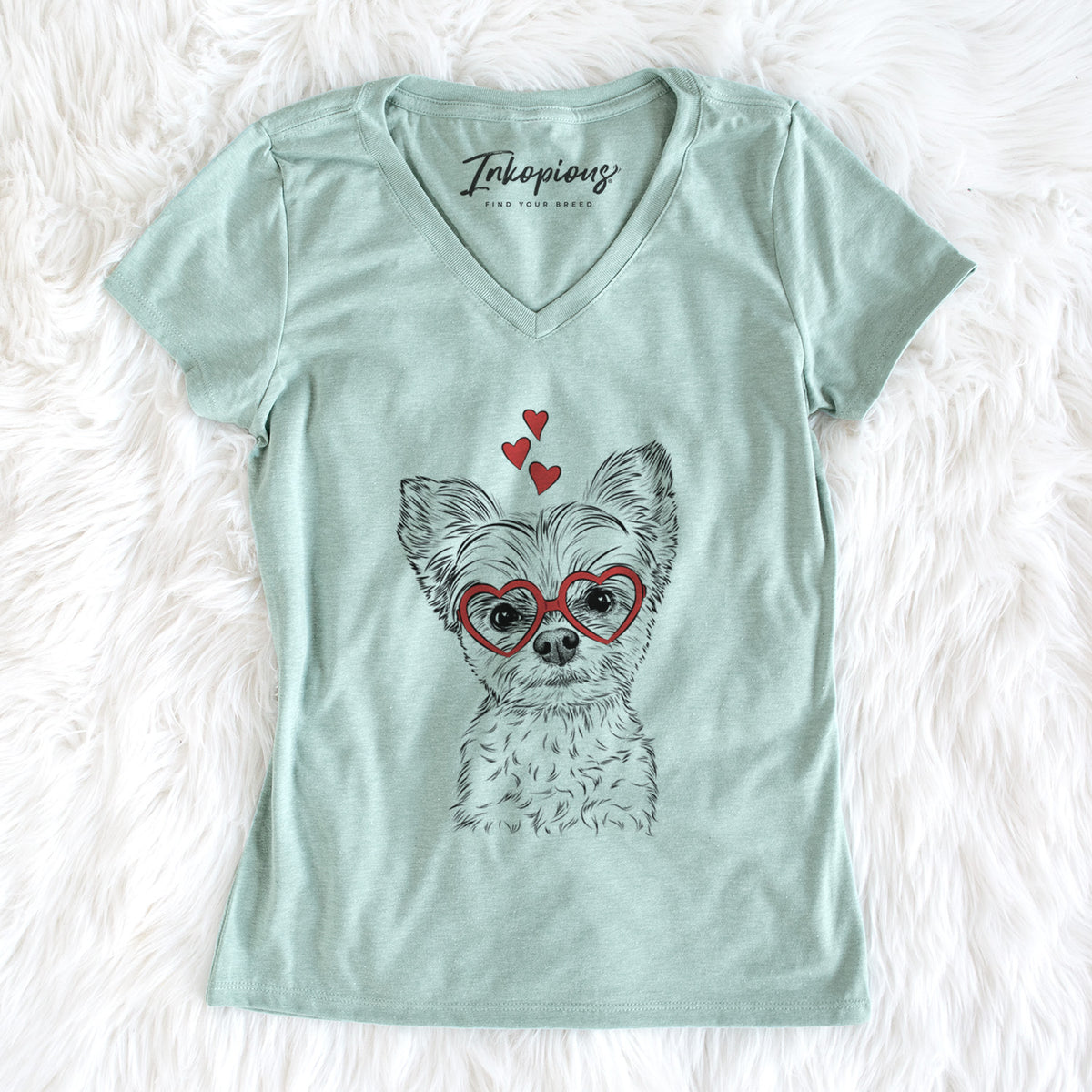 Valentine Chance the Yapper the Yorkshire Terrier - Women's Perfect V-neck Shirt