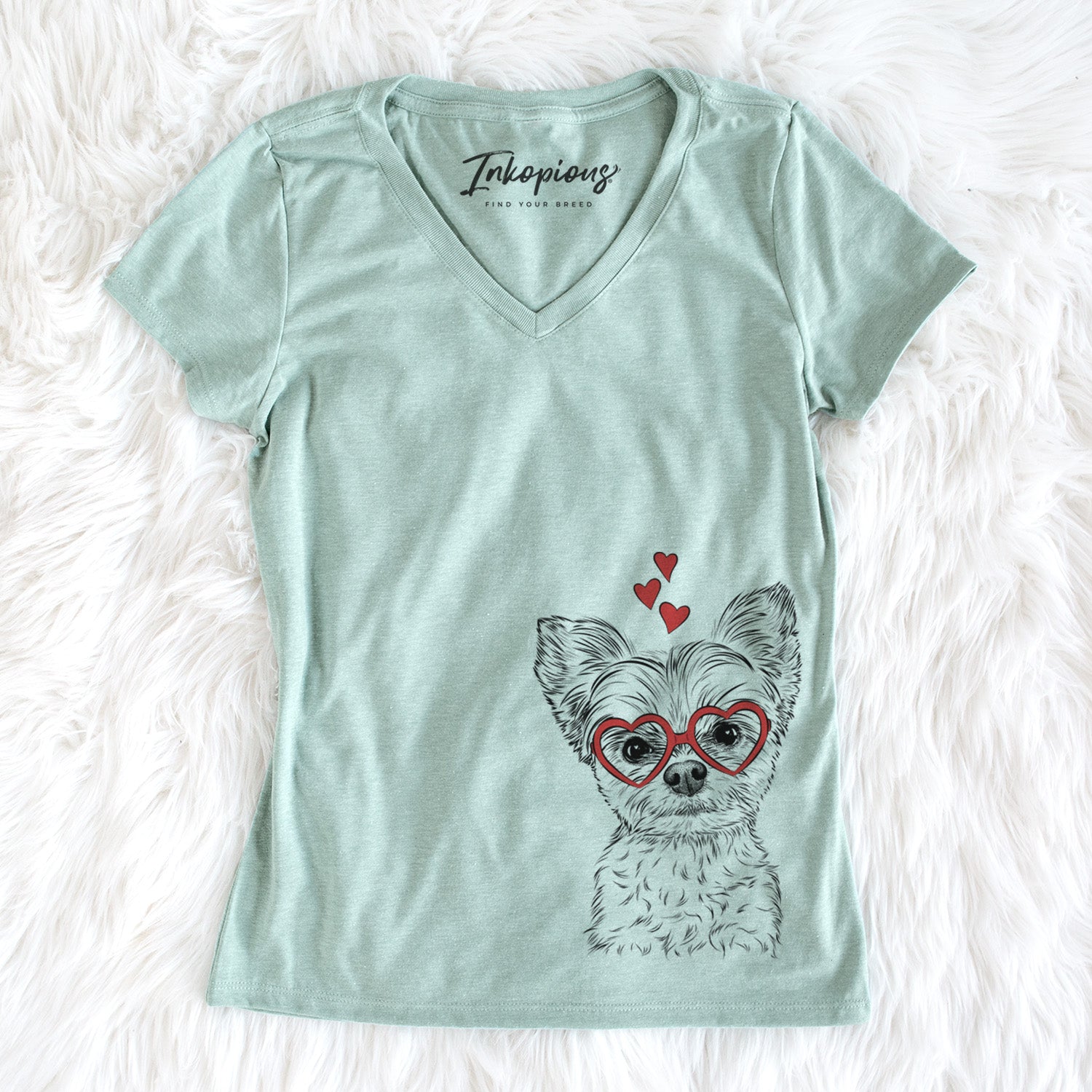 Valentine Chance the Yapper the Yorkshire Terrier - Women's Perfect V-neck Shirt