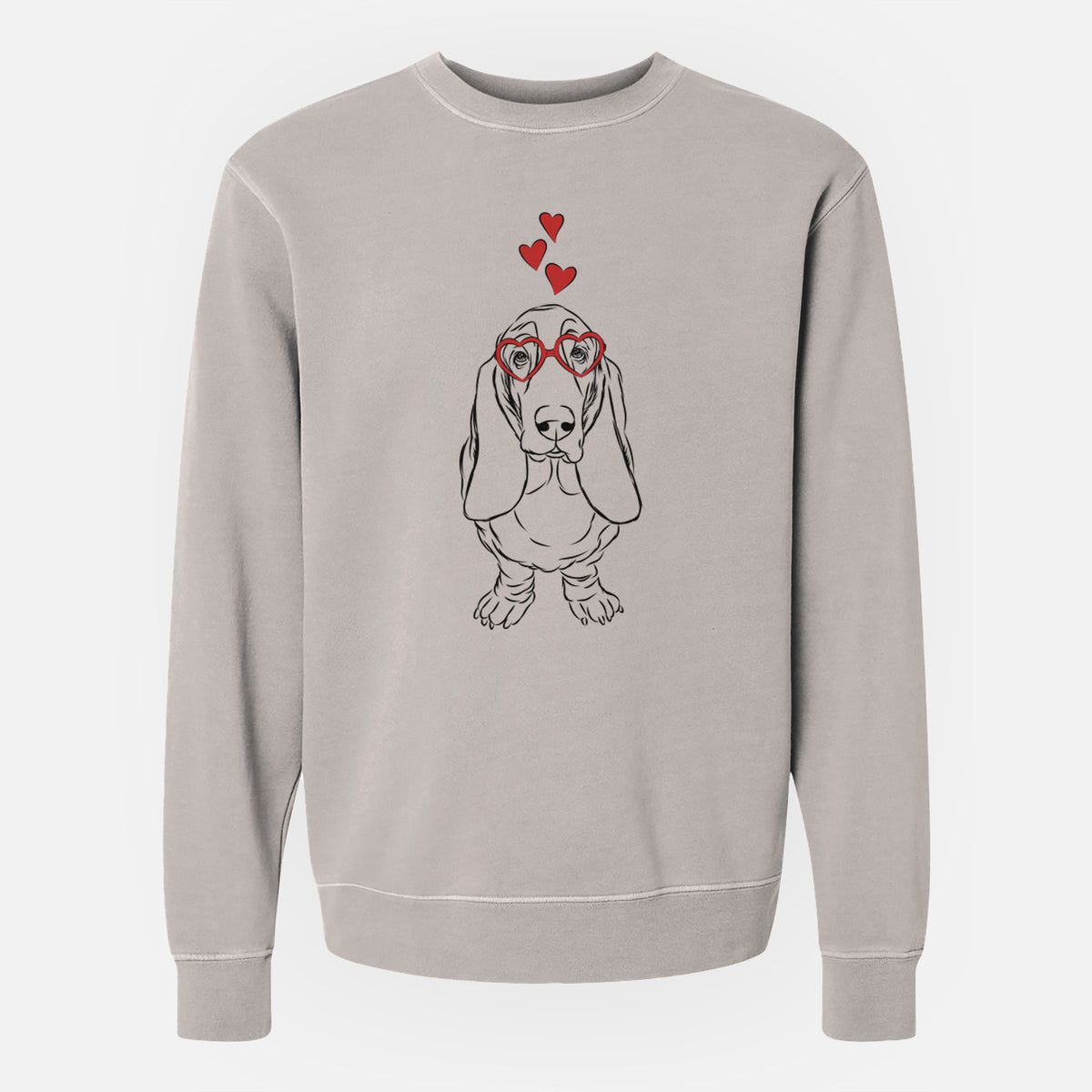 Valentine Charlie the Basset Hound - Unisex Pigment Dyed Crew Sweatshirt