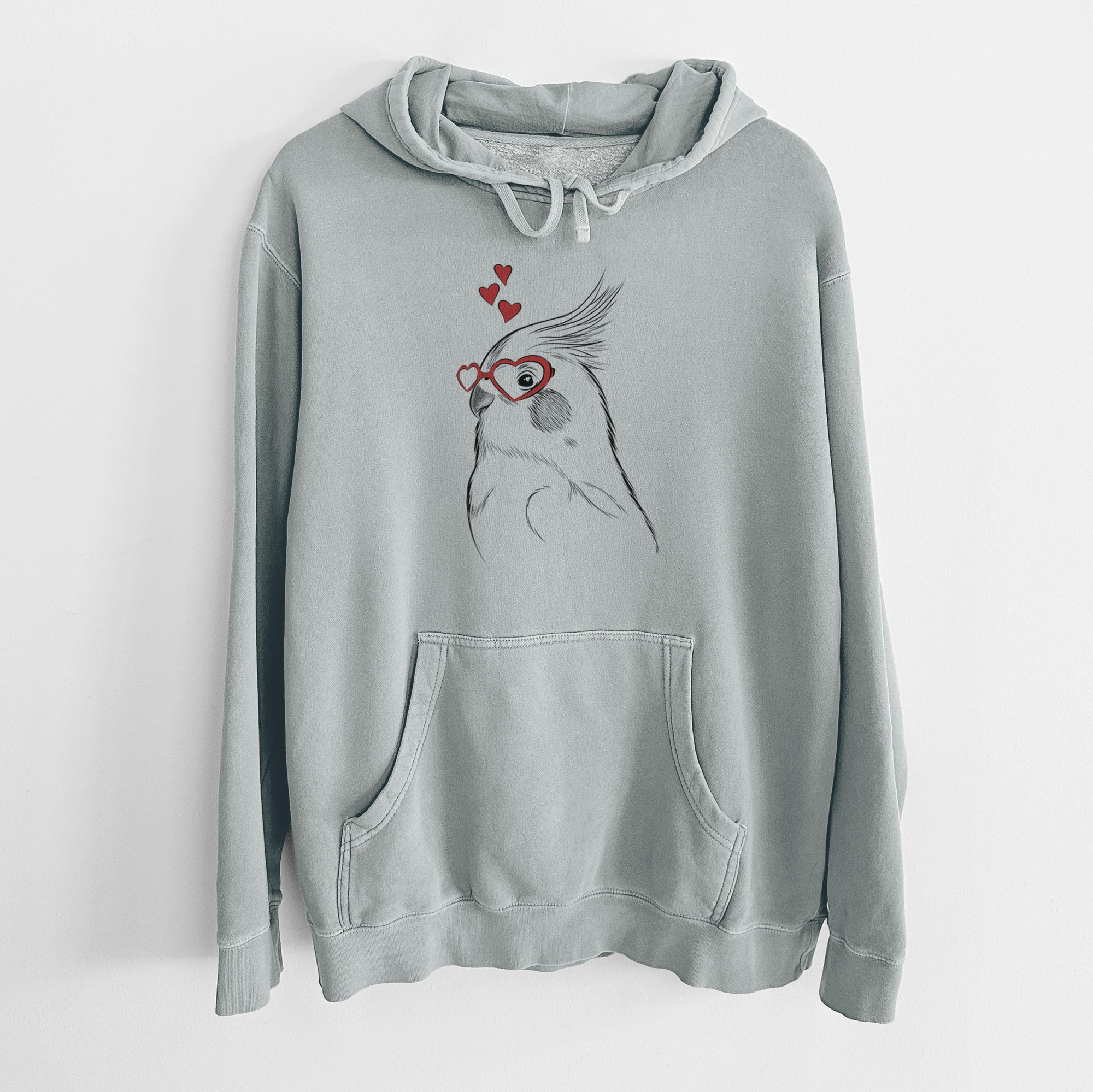 Valentine Charlie the Cockatiel - Unisex Pigment Dyed Hoodie