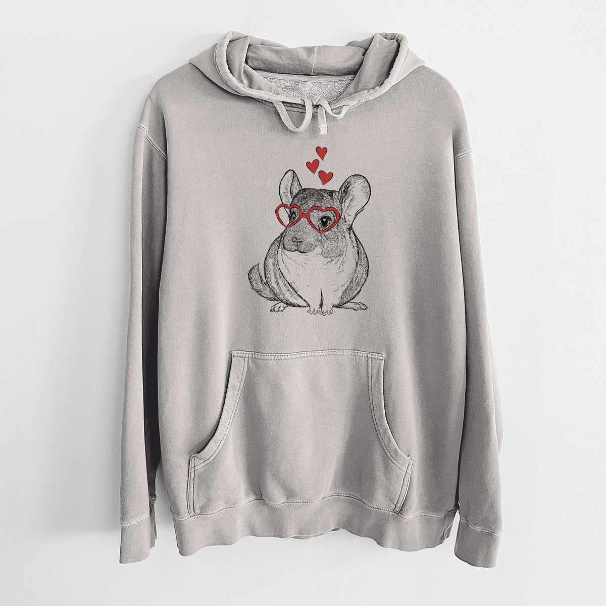 Valentine Cheddar the Chinchilla - Unisex Pigment Dyed Hoodie
