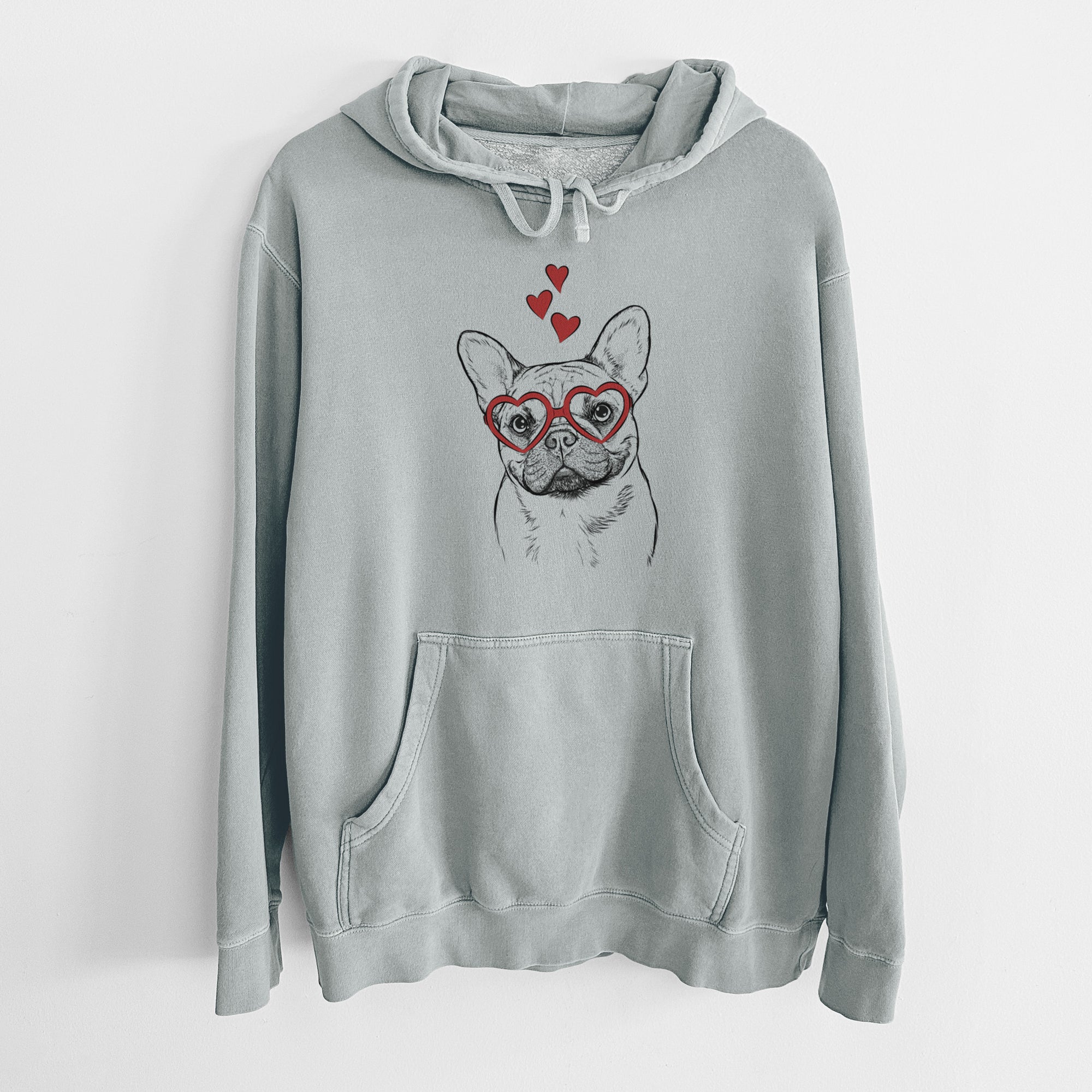 Valentine Chew Chew the French Bulldog - Unisex Pigment Dyed Hoodie