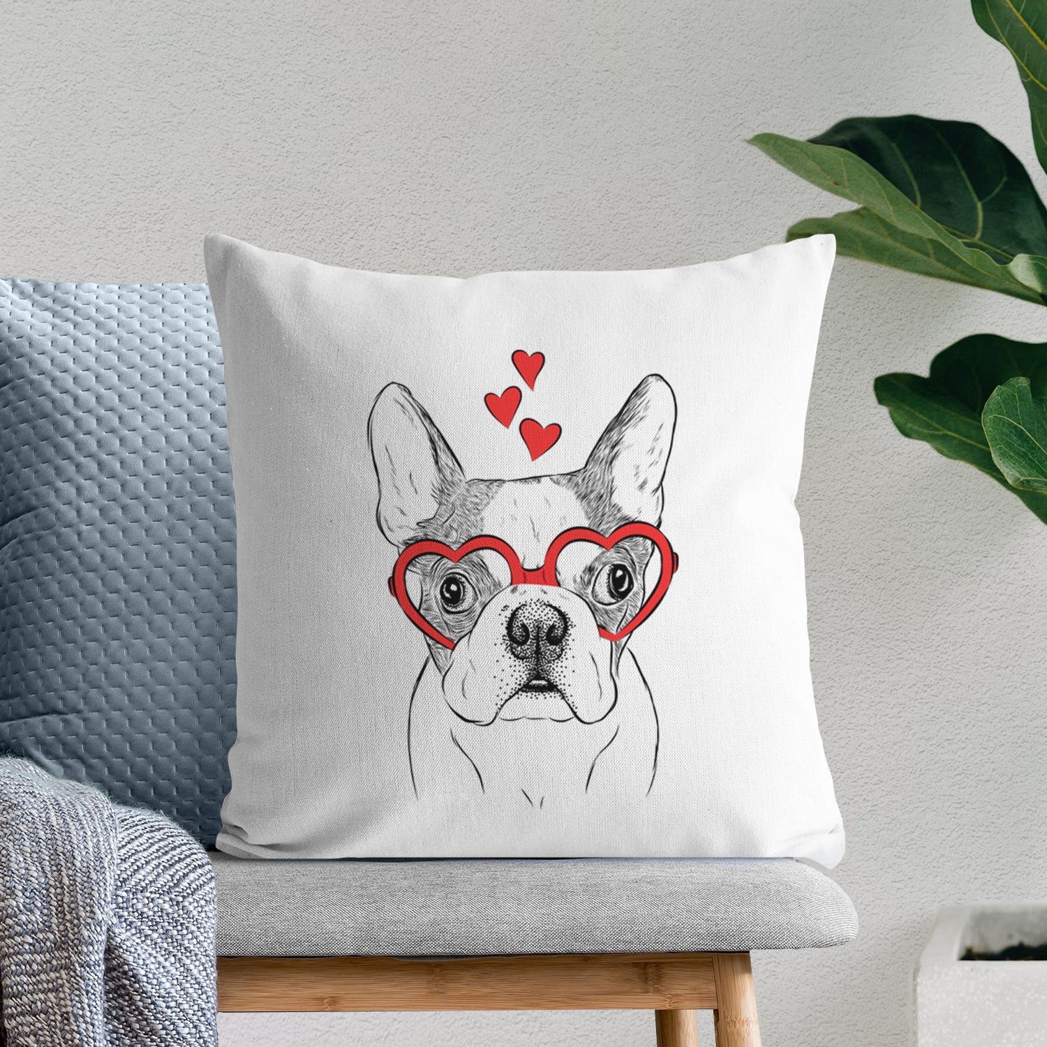 Chocolate Chip the Boston Terrier - Throw Pillow Cover