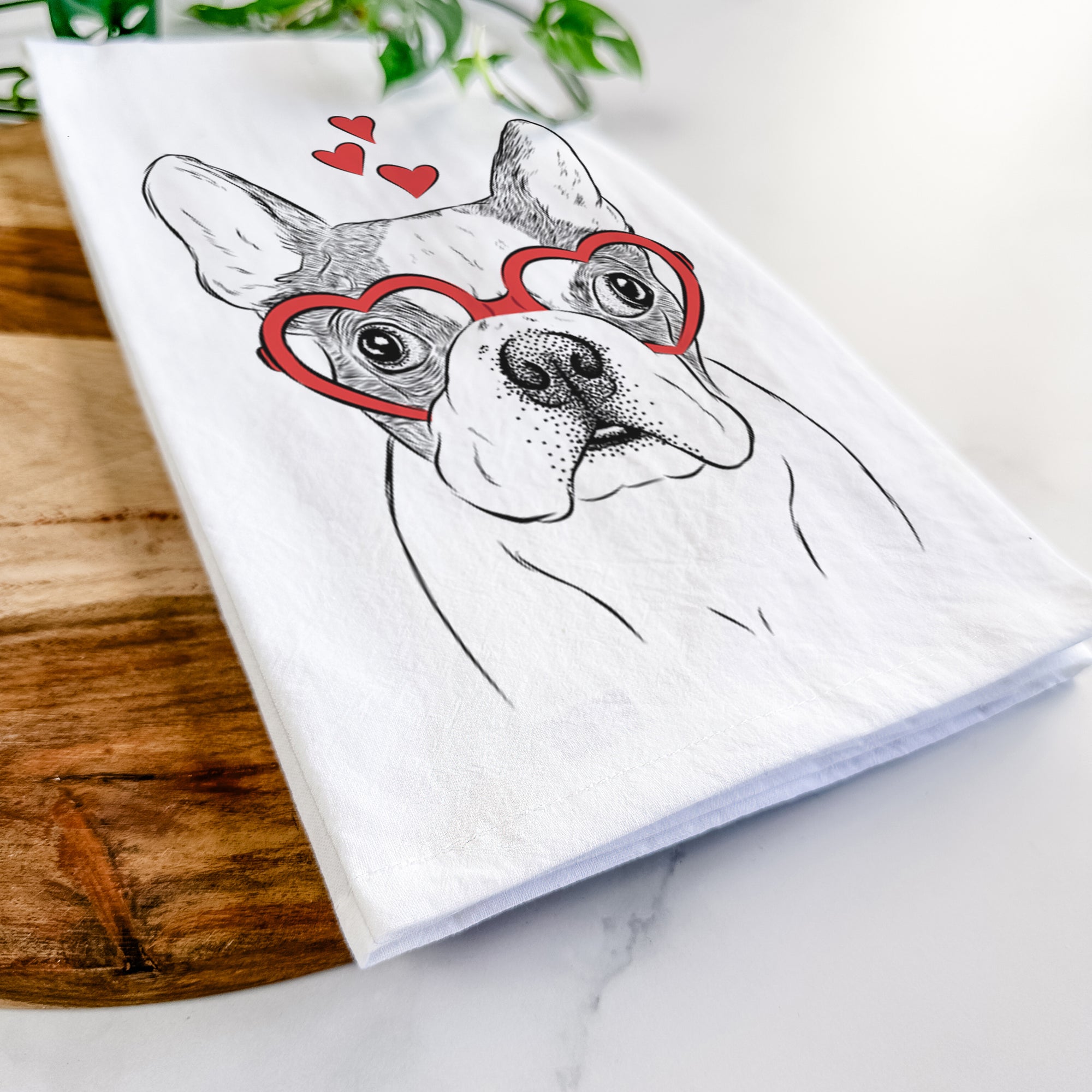 Chocolate Chip the Boston Terrier Tea Towel