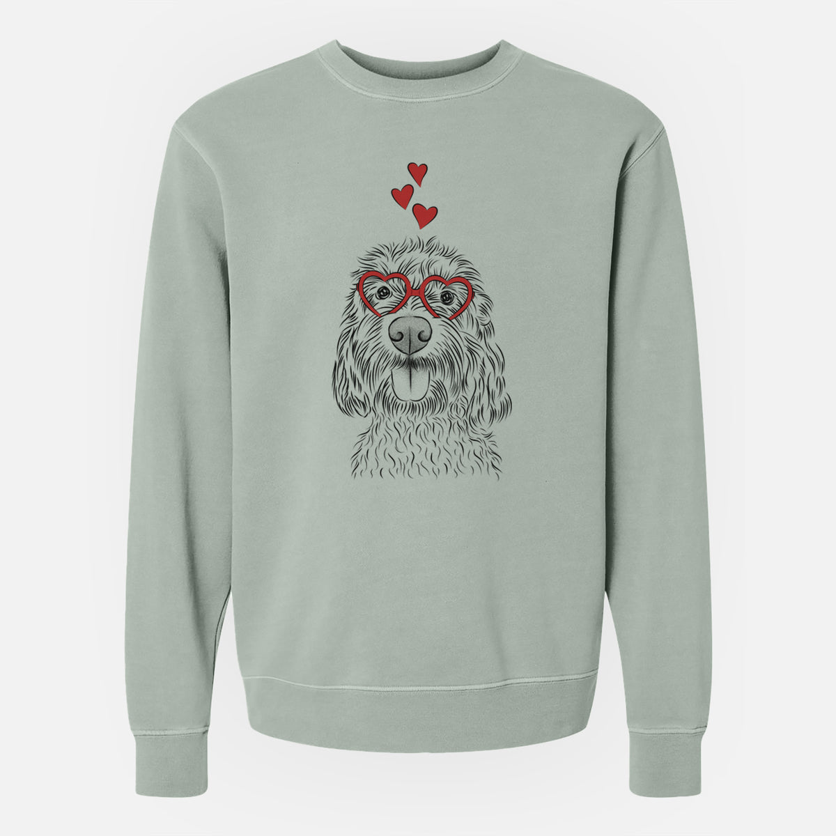 Valentine Clover the Cockapoo - Unisex Pigment Dyed Crew Sweatshirt