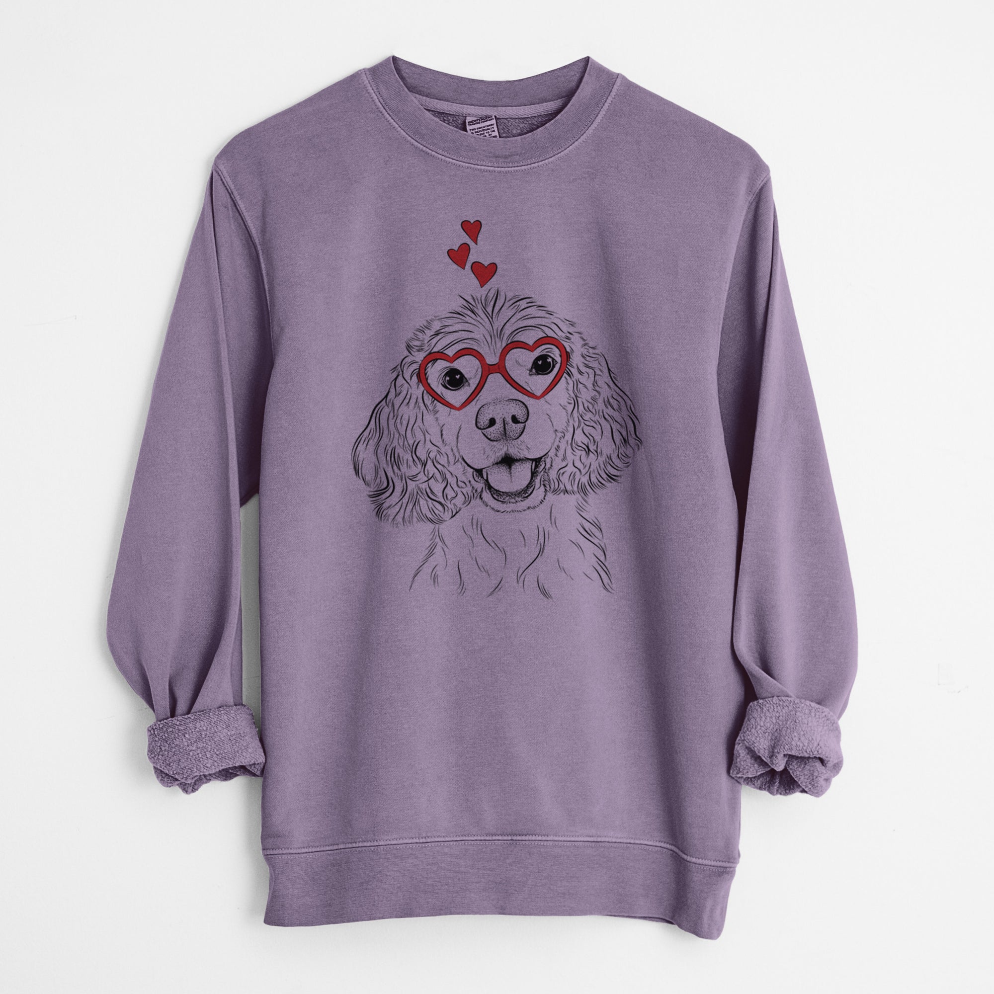 Valentine Cricket the American Cocker Spaniel - Unisex Pigment Dyed Crew Sweatshirt