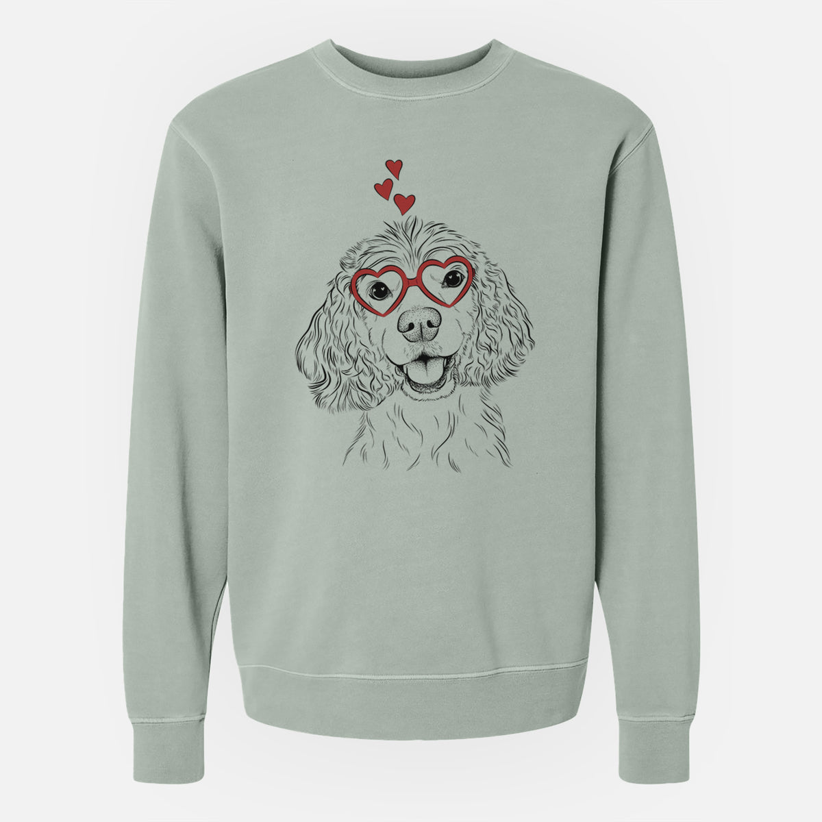Valentine Cricket the American Cocker Spaniel - Unisex Pigment Dyed Crew Sweatshirt