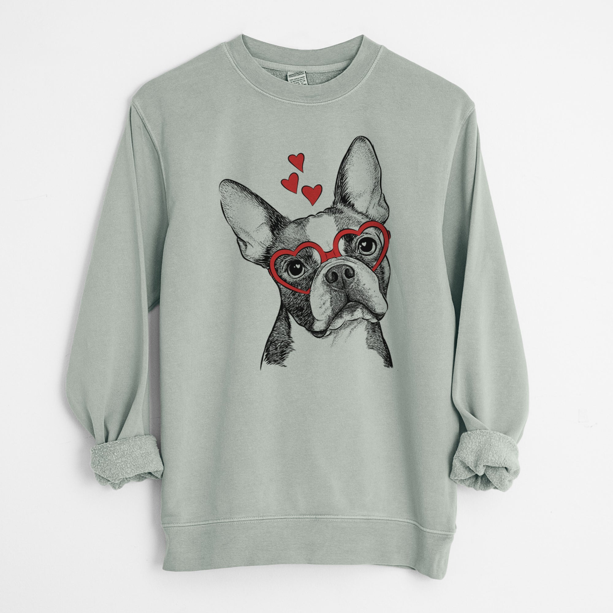 Valentine Dee Dee the Boston Terrier - Unisex Pigment Dyed Crew Sweatshirt