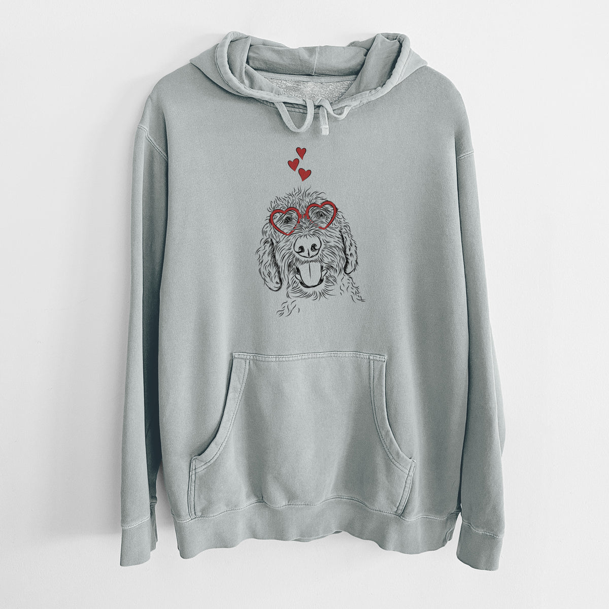 Valentine Dixie the Doodle - Unisex Pigment Dyed Hoodie