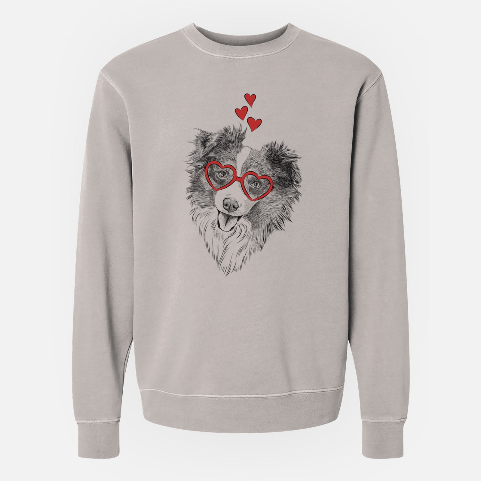 Valentine Doc the Mini Aussie - Unisex Pigment Dyed Crew Sweatshirt