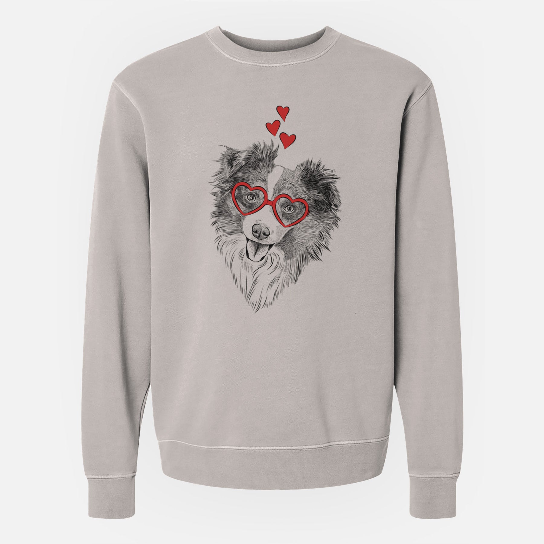 Valentine Doc the Mini Aussie - Unisex Pigment Dyed Crew Sweatshirt