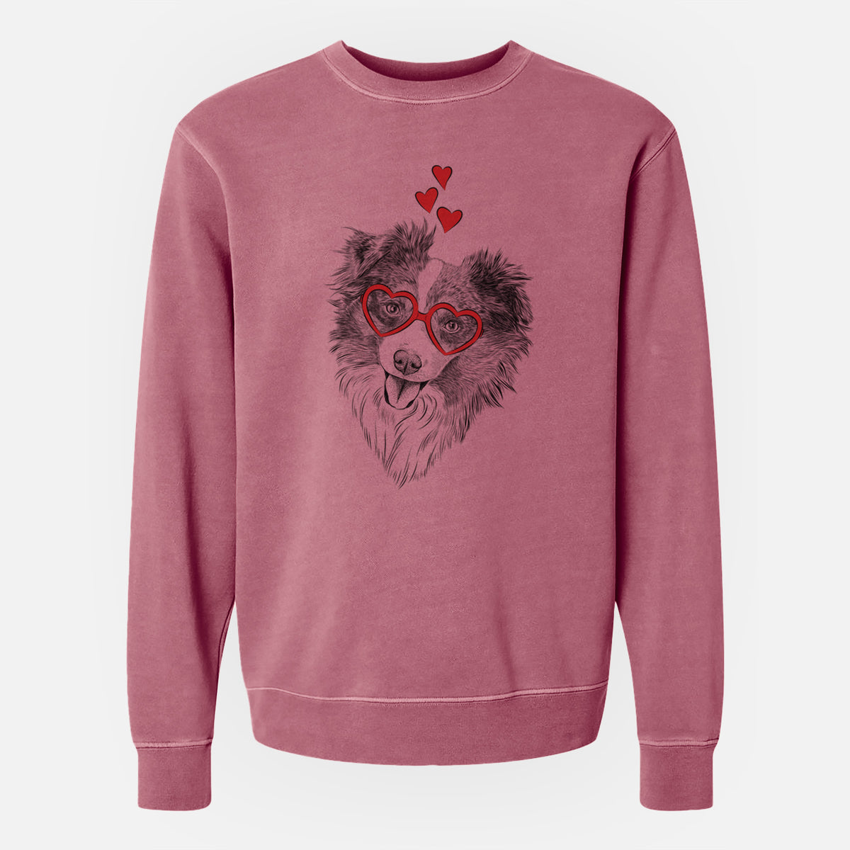 Valentine Doc the Mini Aussie - Unisex Pigment Dyed Crew Sweatshirt
