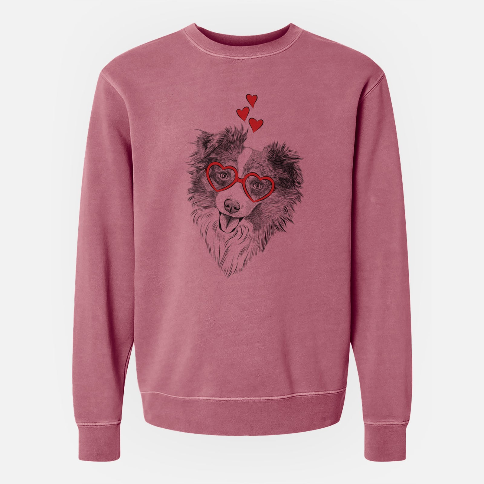 Valentine Doc the Mini Aussie - Unisex Pigment Dyed Crew Sweatshirt