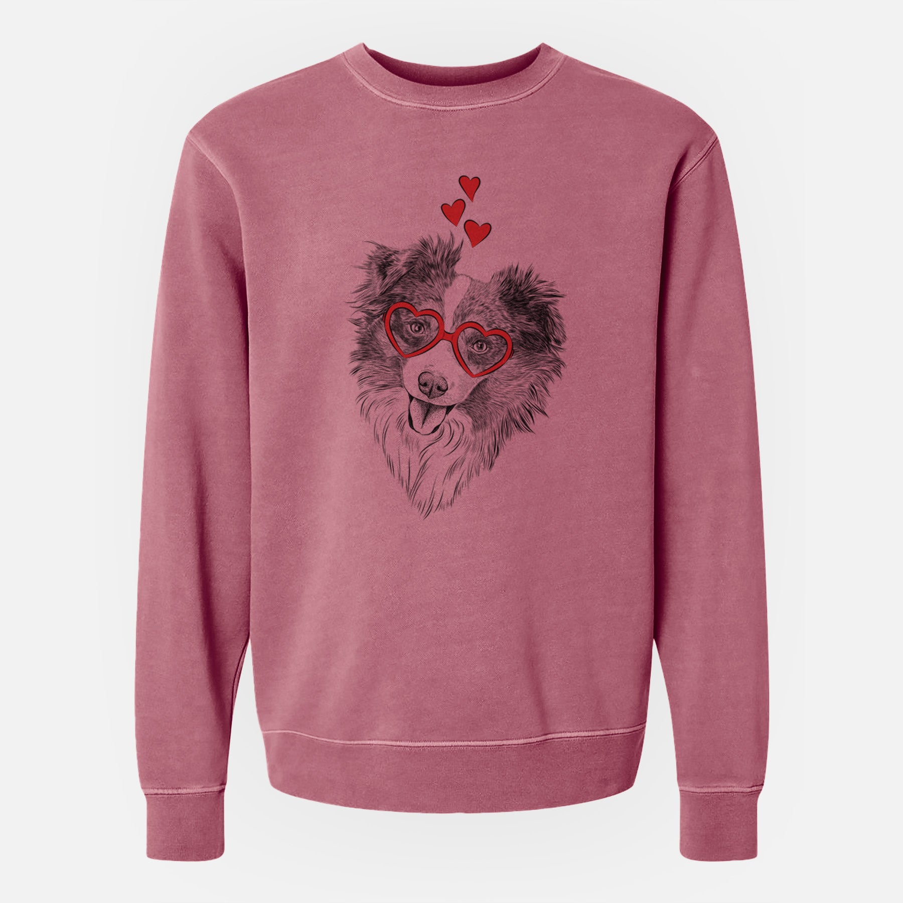 Valentine Doc the Mini Aussie - Unisex Pigment Dyed Crew Sweatshirt