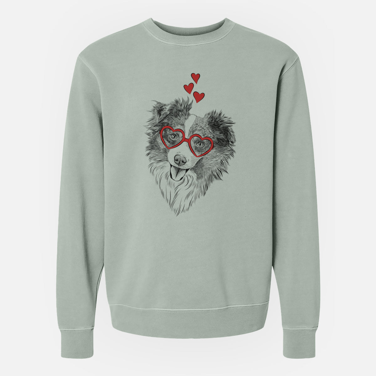 Valentine Doc the Mini Aussie - Unisex Pigment Dyed Crew Sweatshirt