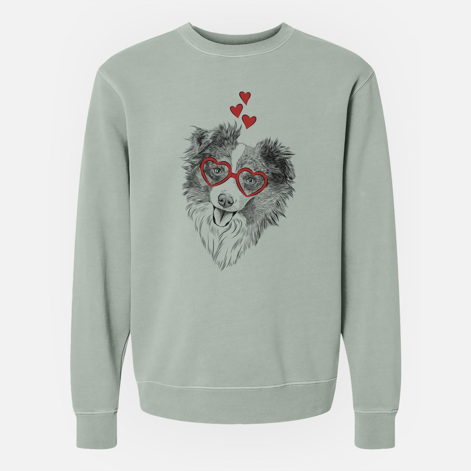 Valentine Doc the Mini Aussie - Unisex Pigment Dyed Crew Sweatshirt