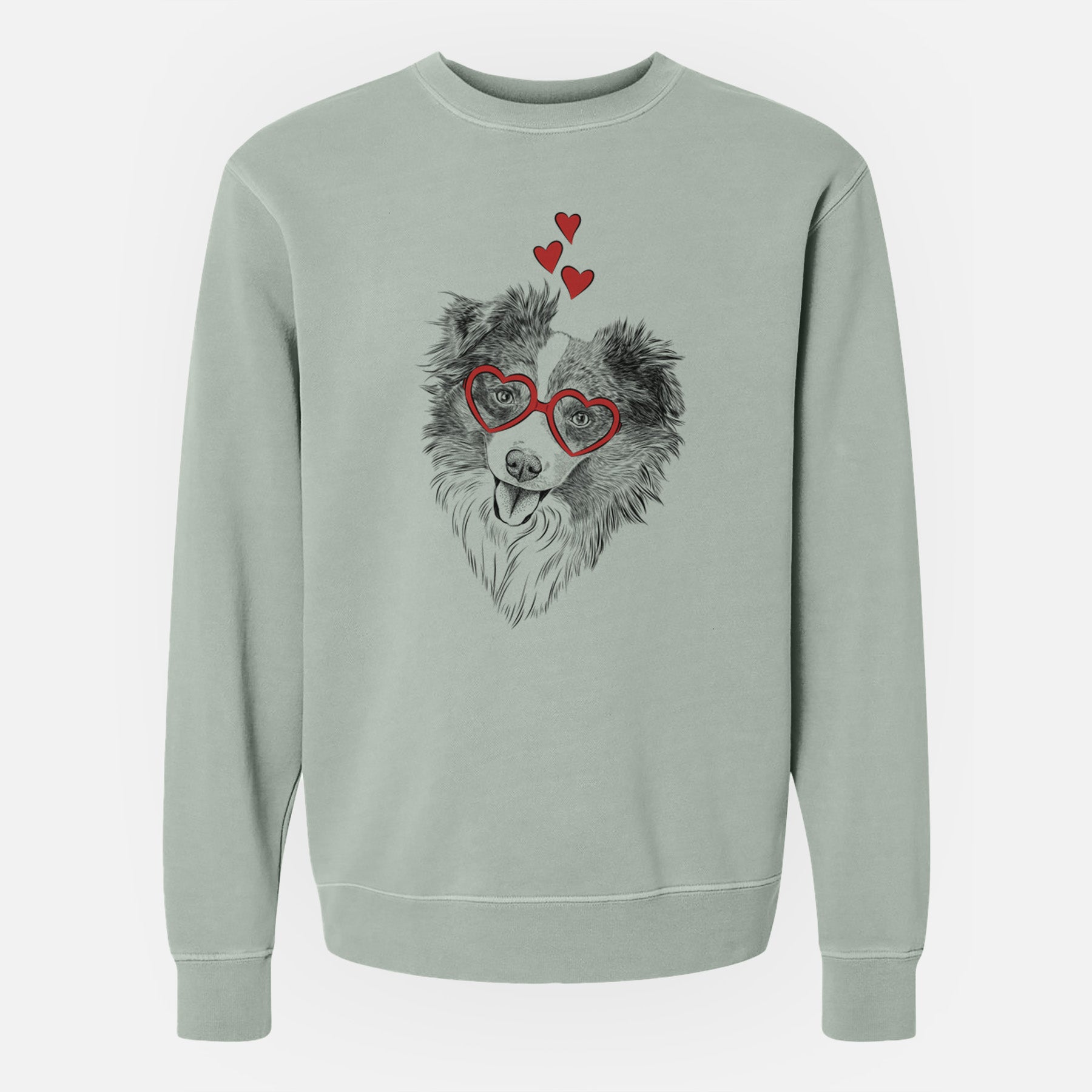 Valentine Doc the Mini Aussie - Unisex Pigment Dyed Crew Sweatshirt