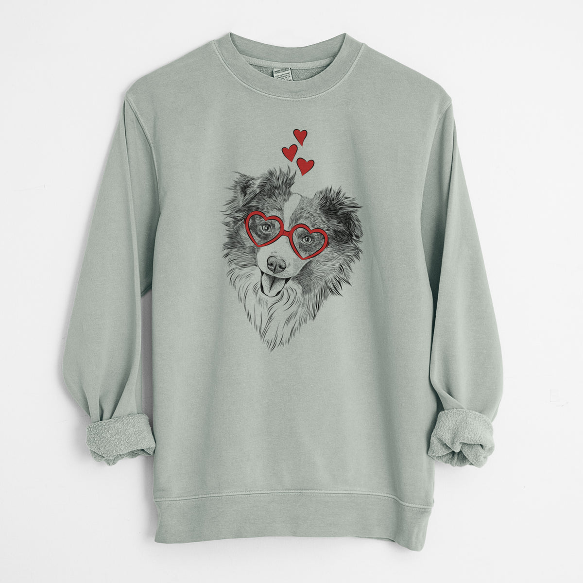 Valentine Doc the Mini Aussie - Unisex Pigment Dyed Crew Sweatshirt