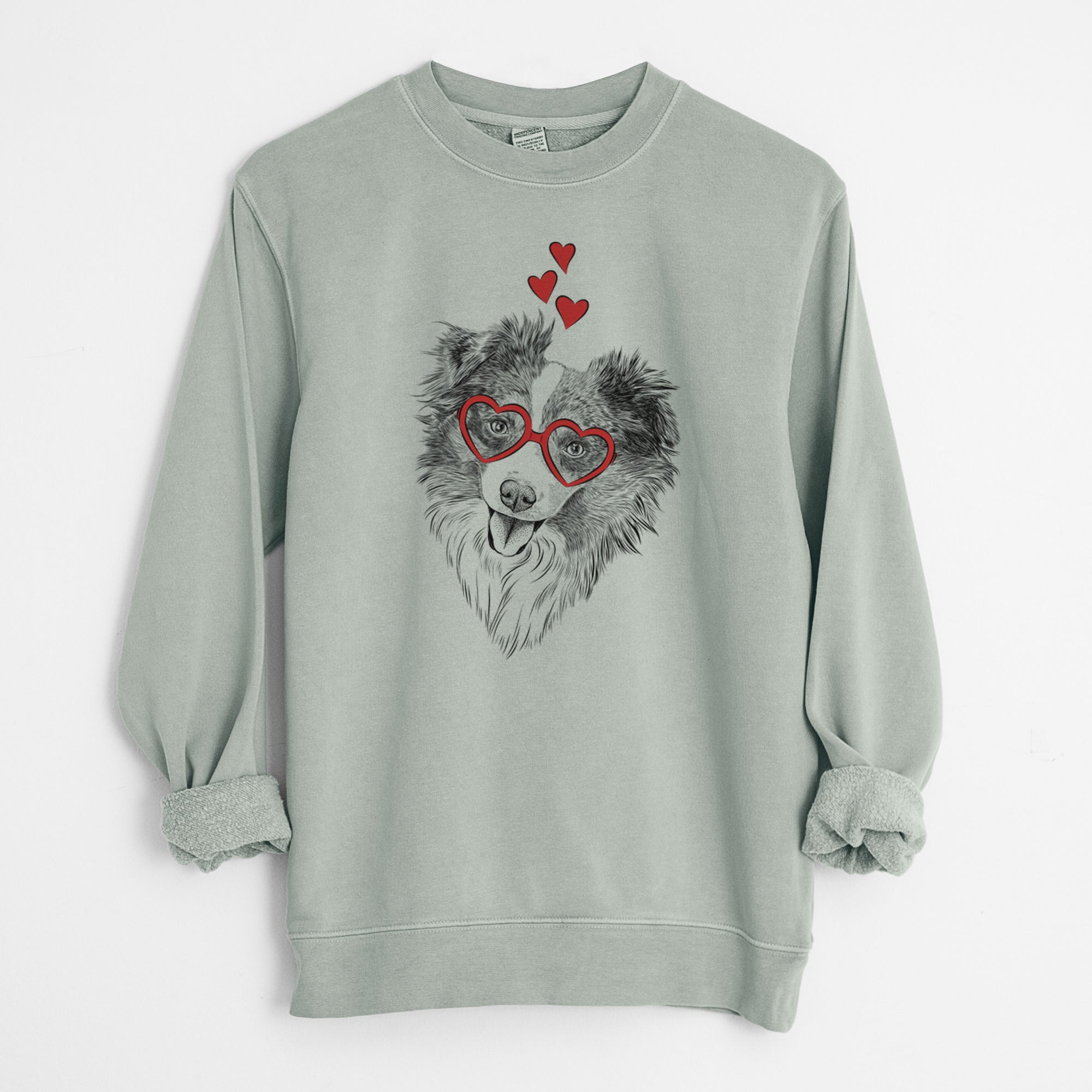 Valentine Doc the Mini Aussie - Unisex Pigment Dyed Crew Sweatshirt