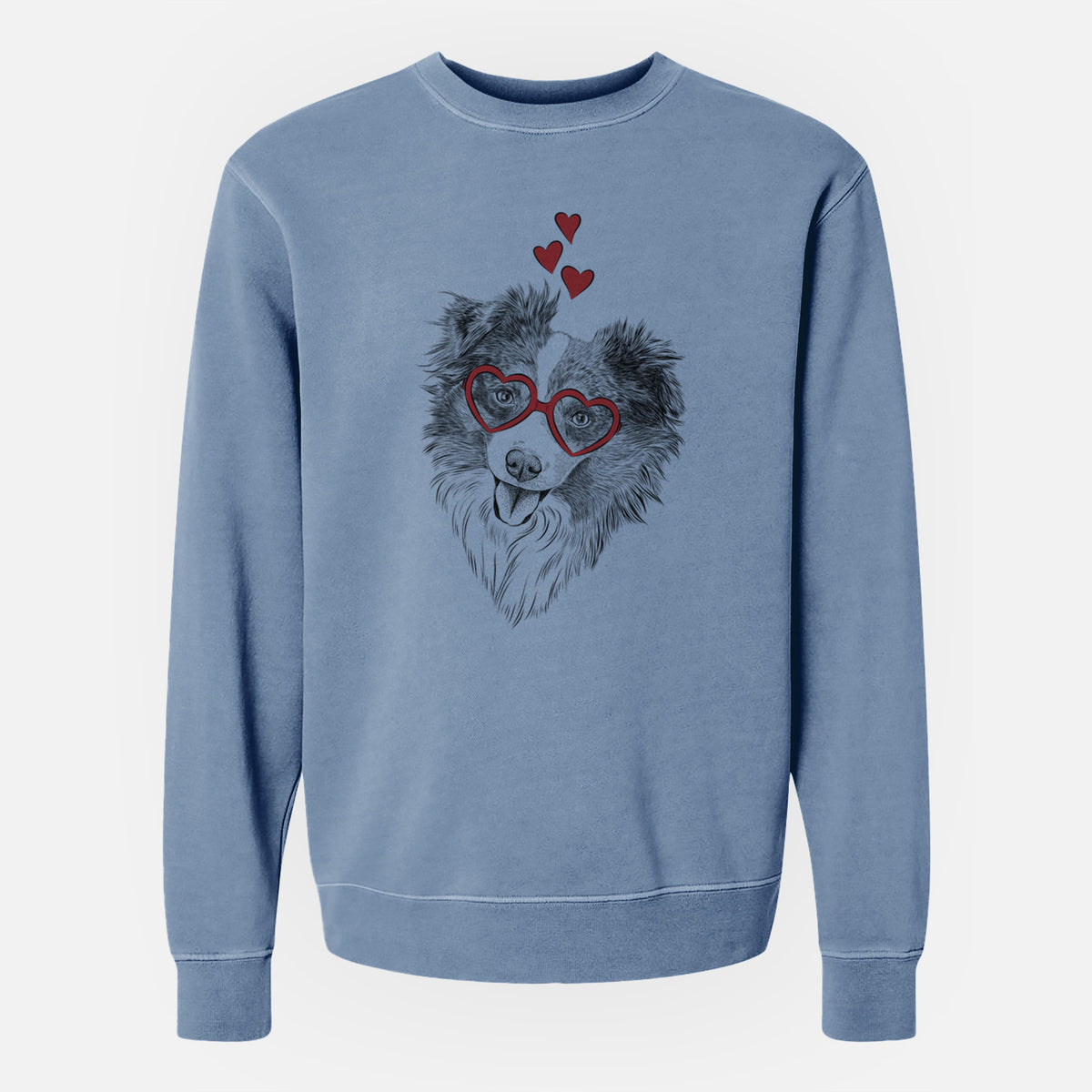 Valentine Doc the Mini Aussie - Unisex Pigment Dyed Crew Sweatshirt
