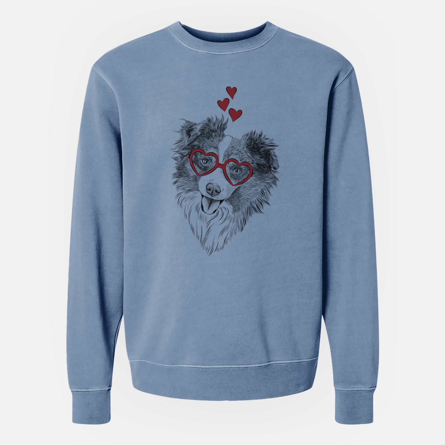 Valentine Doc the Mini Aussie - Unisex Pigment Dyed Crew Sweatshirt