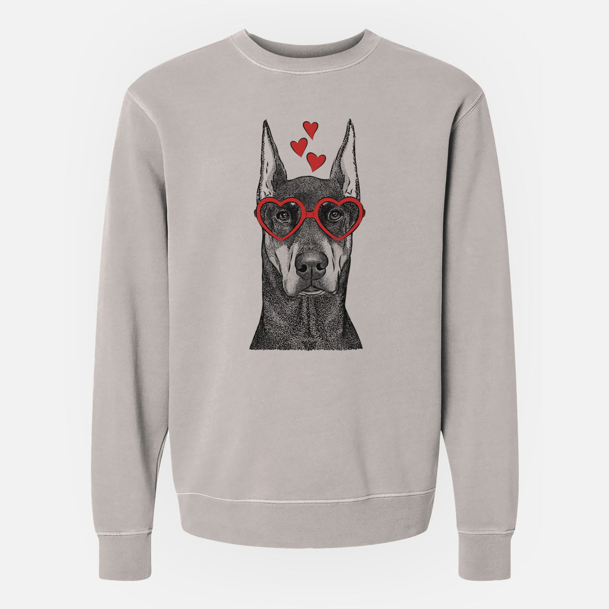 Valentine Drake the Doberman Pinscher - Unisex Pigment Dyed Crew Sweatshirt