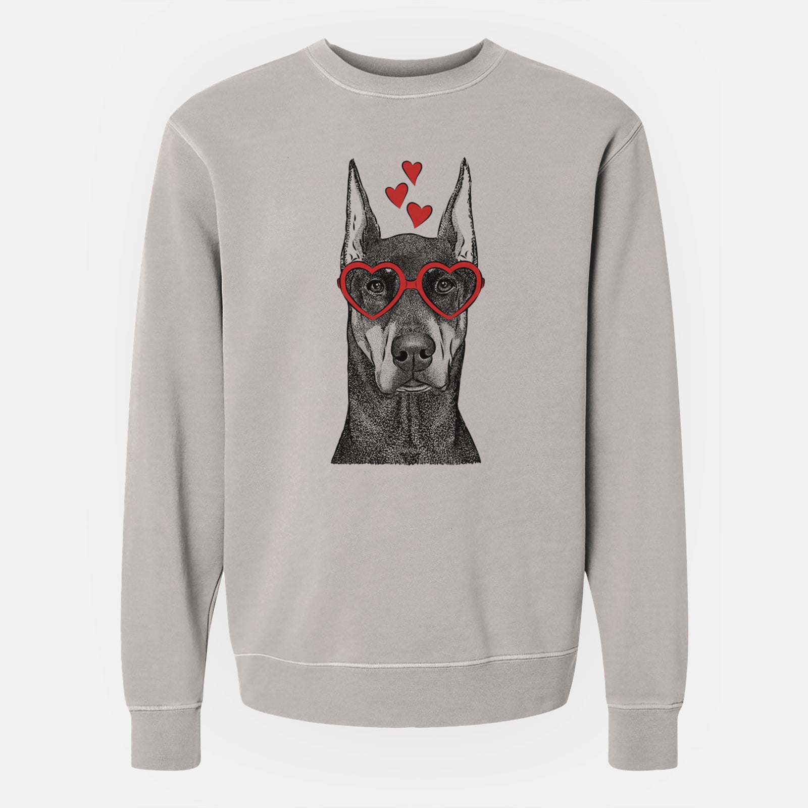 Valentine Drake the Doberman Pinscher - Unisex Pigment Dyed Crew Sweatshirt
