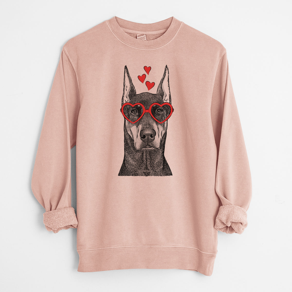 Valentine Drake the Doberman Pinscher - Unisex Pigment Dyed Crew Sweatshirt