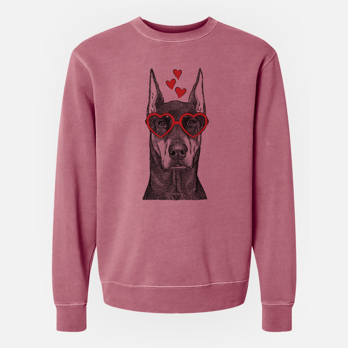 Valentine Drake the Doberman Pinscher - Unisex Pigment Dyed Crew Sweatshirt
